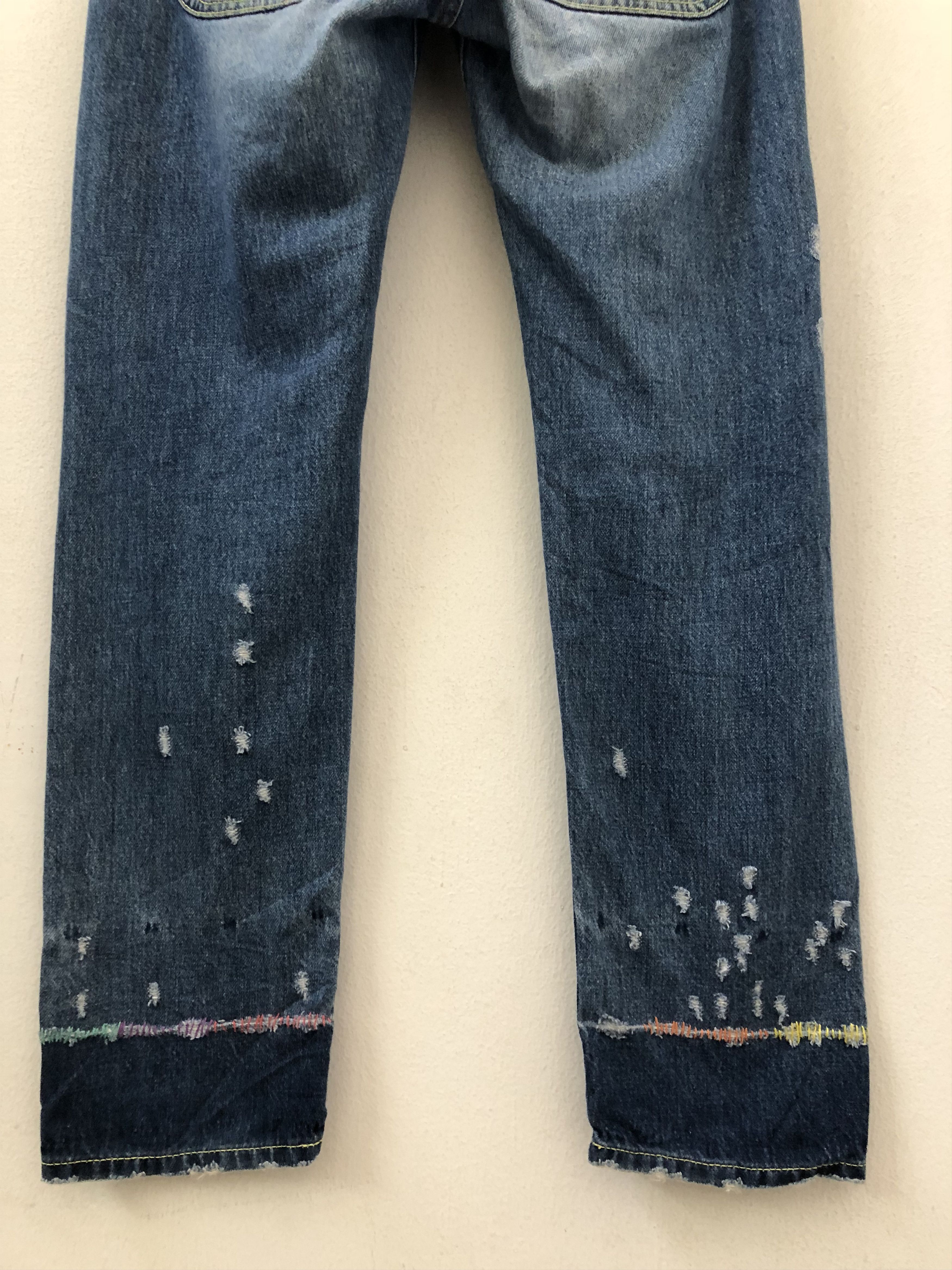 Issey Miyake × Tsumori Chisato Tsumori Chisato Rips Sashiko Stitch Distressed Denim Slim Size US 31 - 10 Thumbnail