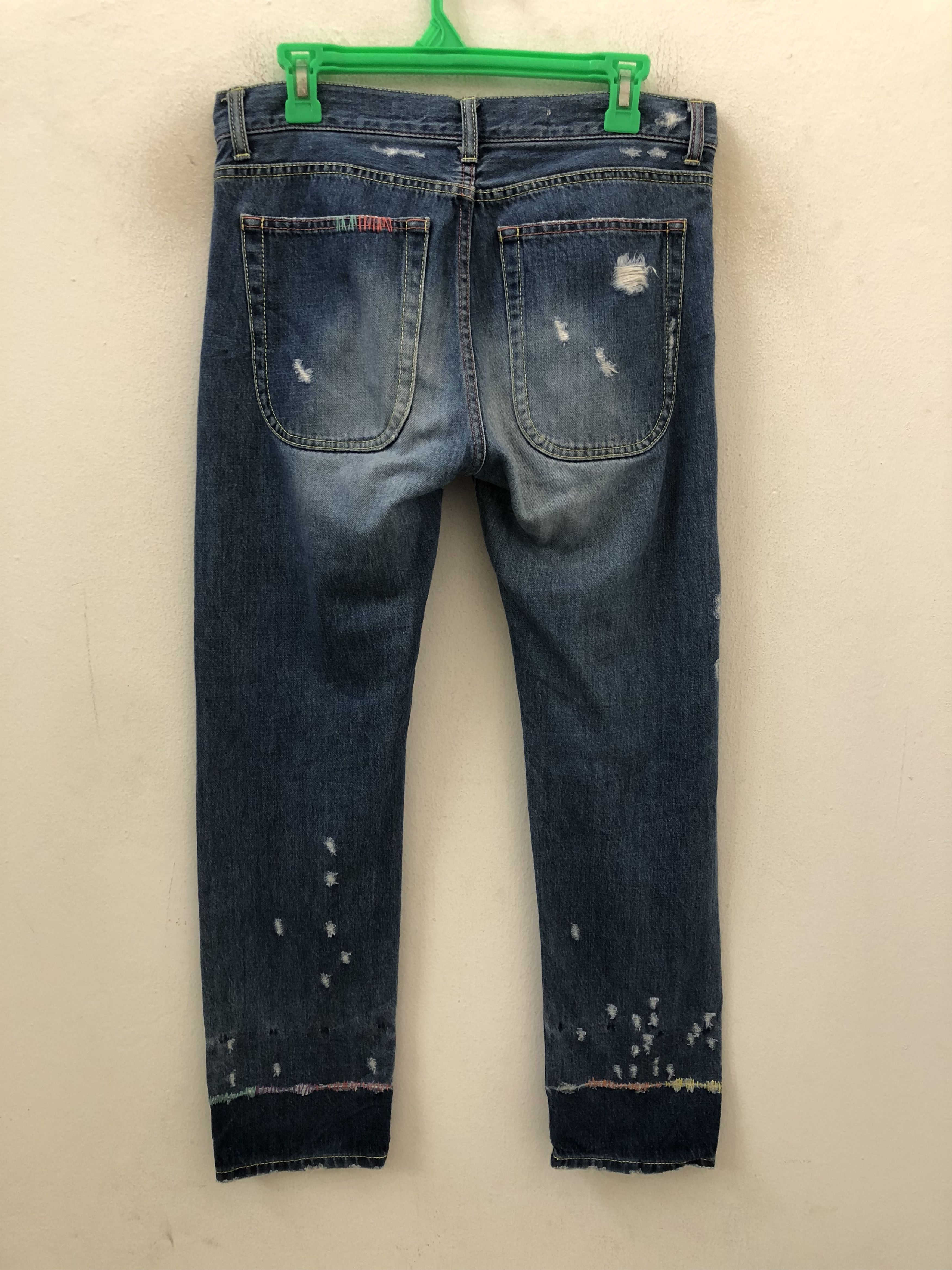 Issey Miyake × Tsumori Chisato Tsumori Chisato Rips Sashiko Stitch Distressed Denim Slim Size US 31 - 8 Thumbnail