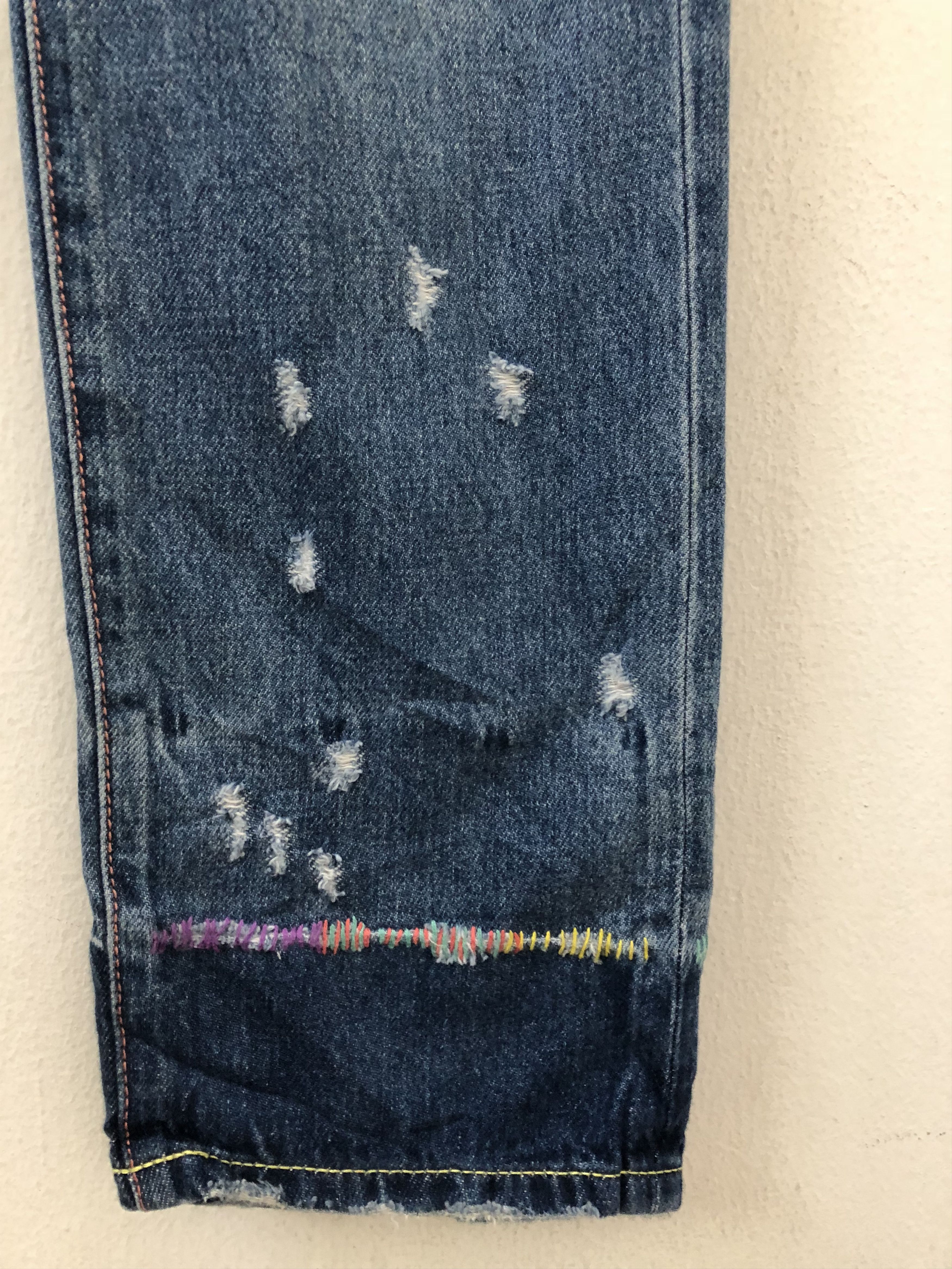 Issey Miyake × Tsumori Chisato Tsumori Chisato Rips Sashiko Stitch Distressed Denim Slim Size US 31 - 5 Thumbnail