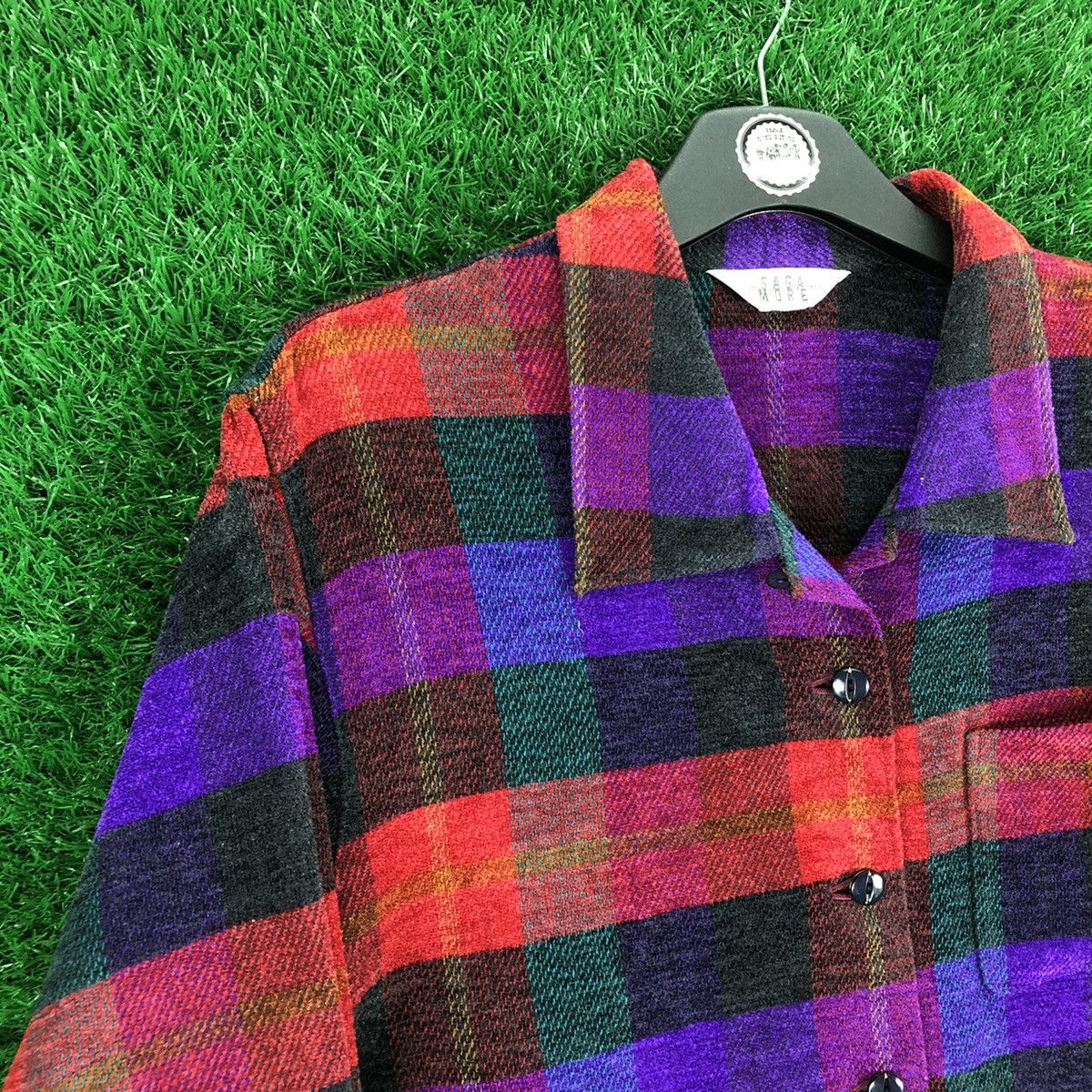 Japanese Brand Vintage 80's Wool Blouse Shirt Checkered by Saga More Size US M / EU 48-50 / 2 - 2 Thumbnail