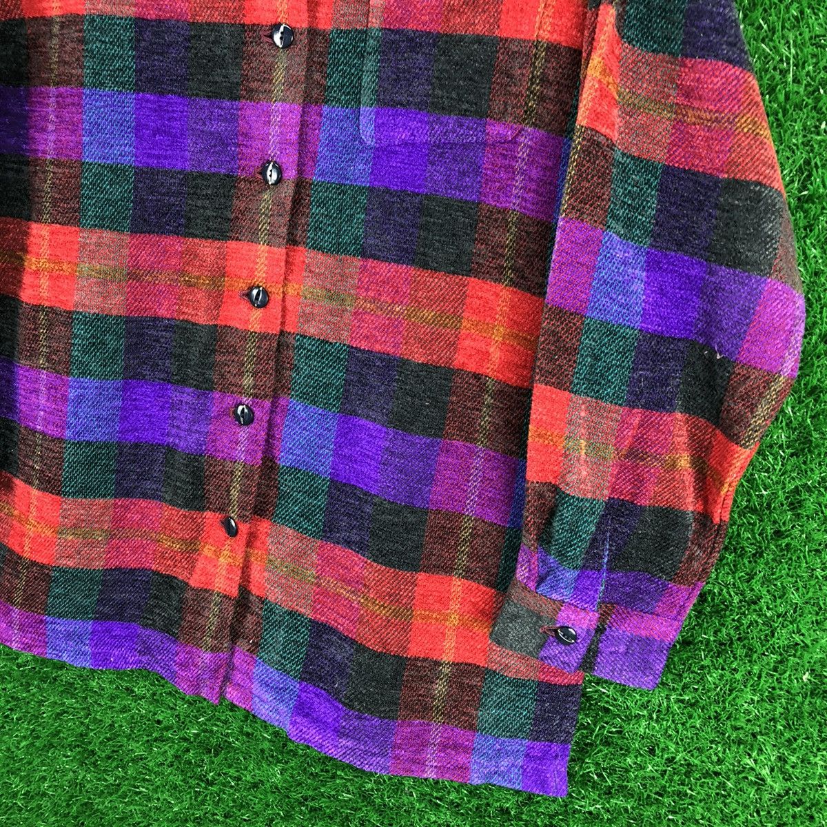 Japanese Brand Vintage 80's Wool Blouse Shirt Checkered by Saga More Size US M / EU 48-50 / 2 - 3 Thumbnail