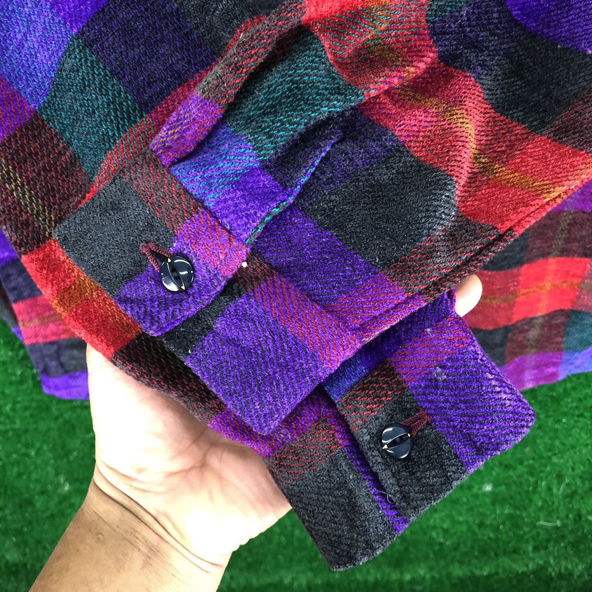 Japanese Brand Vintage 80's Wool Blouse Shirt Checkered by Saga More Size US M / EU 48-50 / 2 - 10 Thumbnail