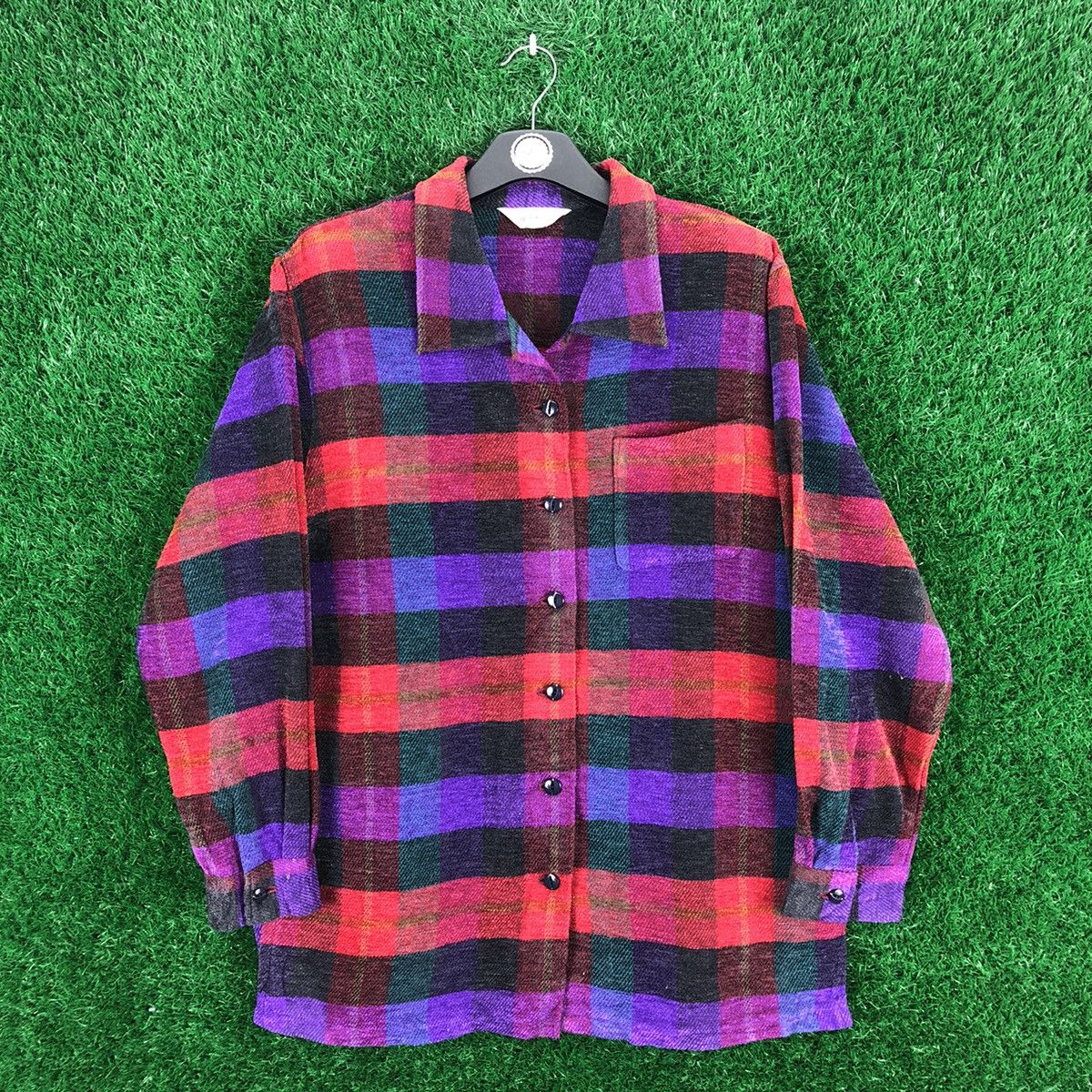 Japanese Brand Vintage 80's Wool Blouse Shirt Checkered by Saga More Size US M / EU 48-50 / 2 - 1 Thumbnail