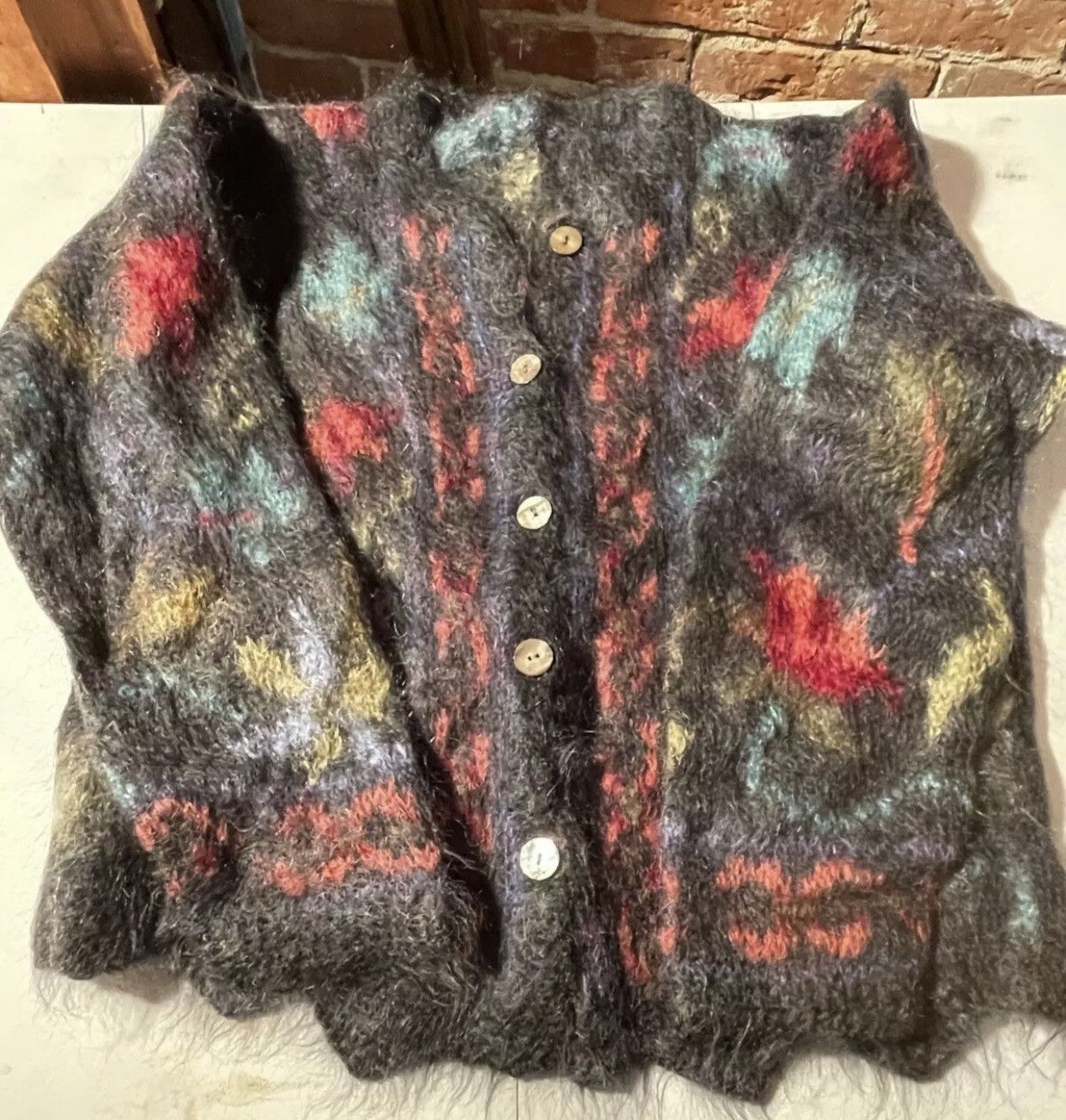 image of Vintage Mohair Cardigan Sweater, Men's (Size Small)