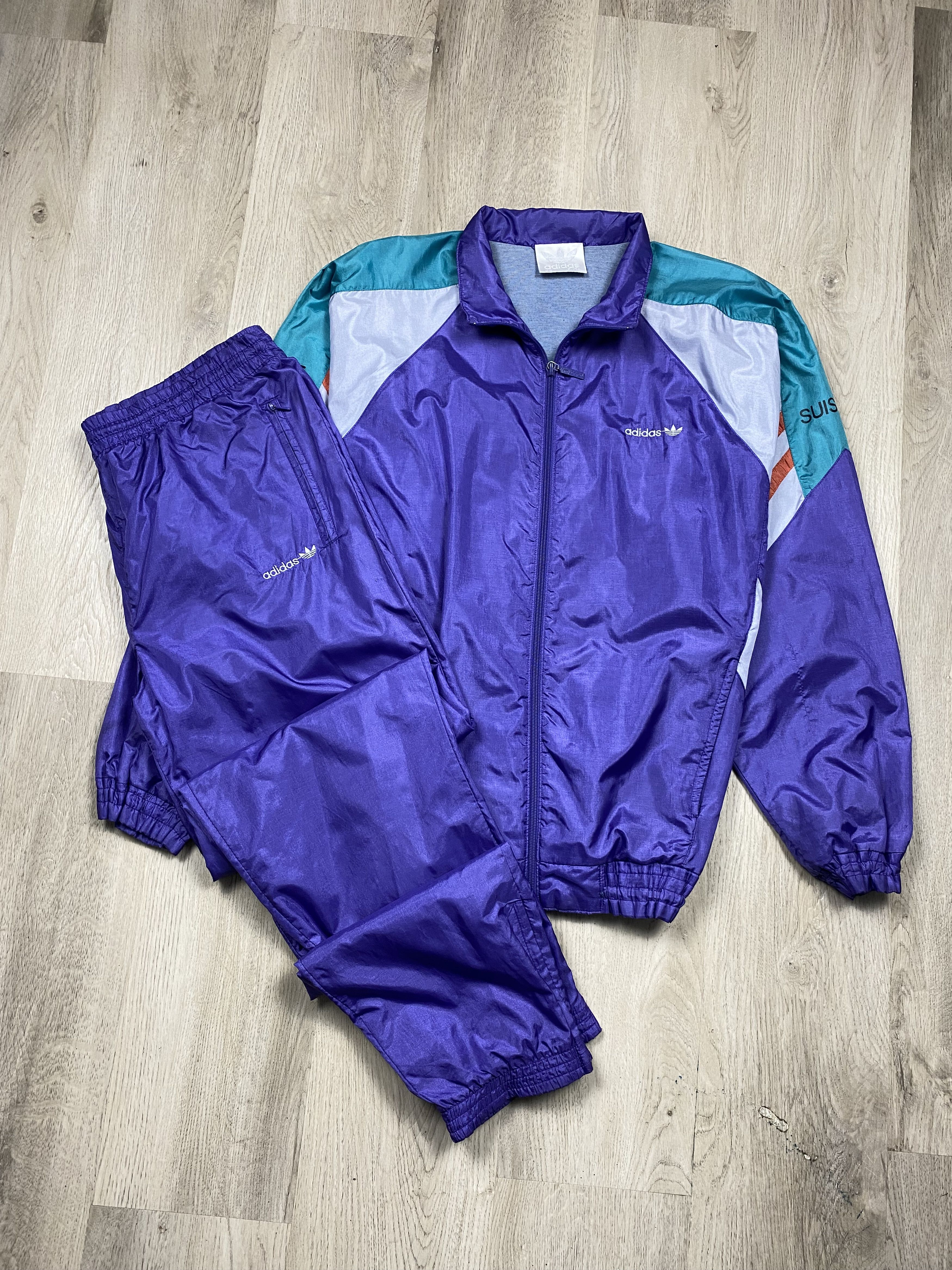 Adidas Adidas Vintage Mens Nylon Tracksuit Pants+Jacket Suit Size US 32 / EU 48 - 2 Thumbnail