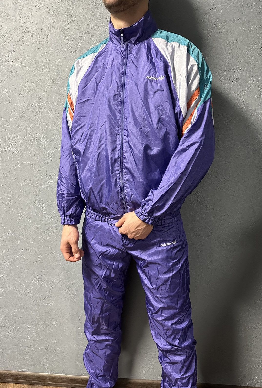 Adidas Adidas Vintage Mens Nylon Tracksuit Pants+Jacket Suit Size US 32 / EU 48 - 1 Thumbnail