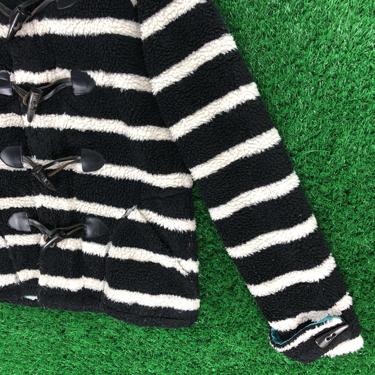 X-Girl Vintage X-Girl Duffle Sherpa Jacket Hoodie Striped Size XS / US 0-2 / IT 36-38 - 3 Thumbnail