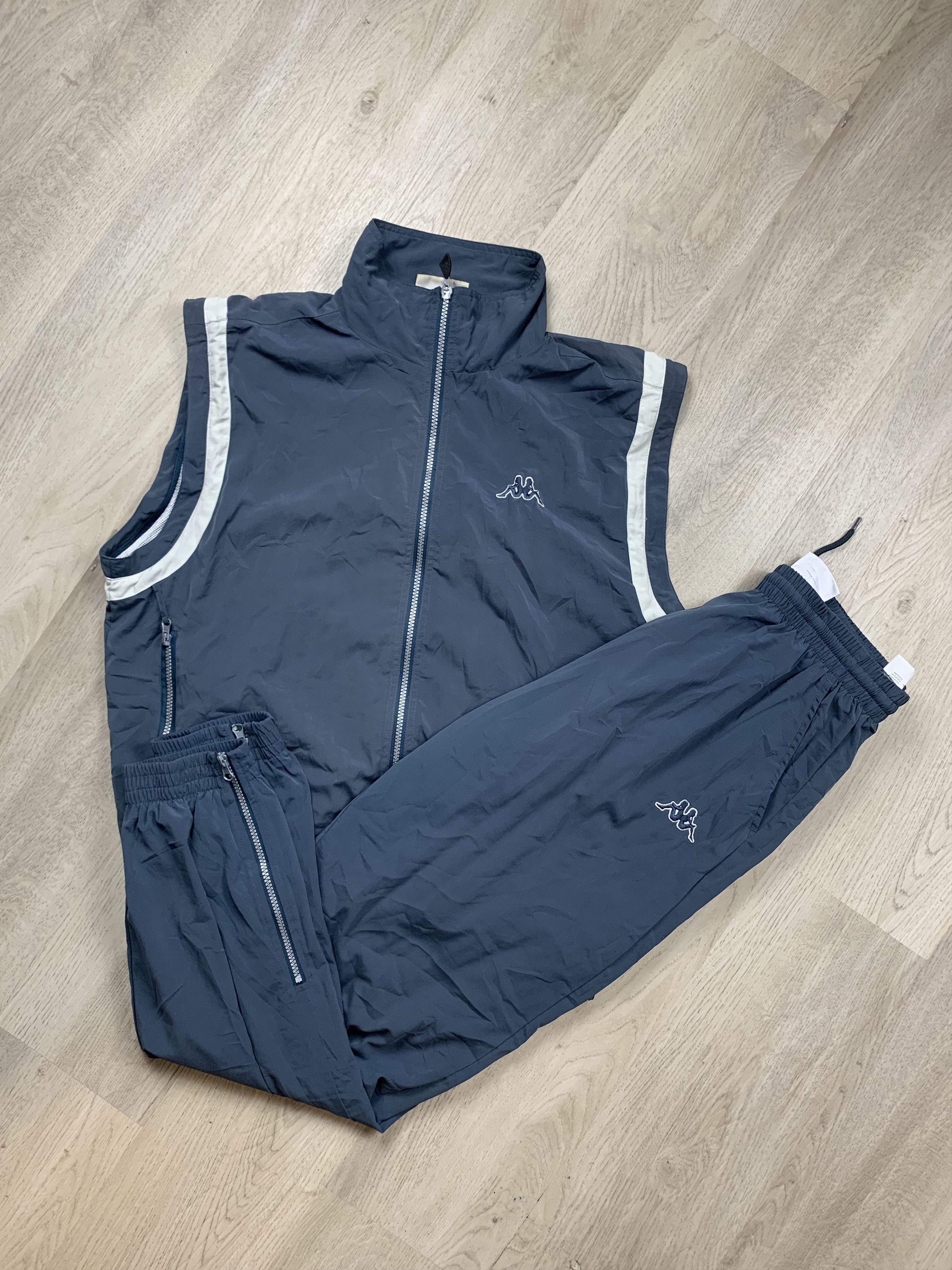 Kappa × Vintage Kappa Vintage Mens Nylon Track Suit Vest + Pants Drill style Size US 32 / EU 48 - 3 Thumbnail