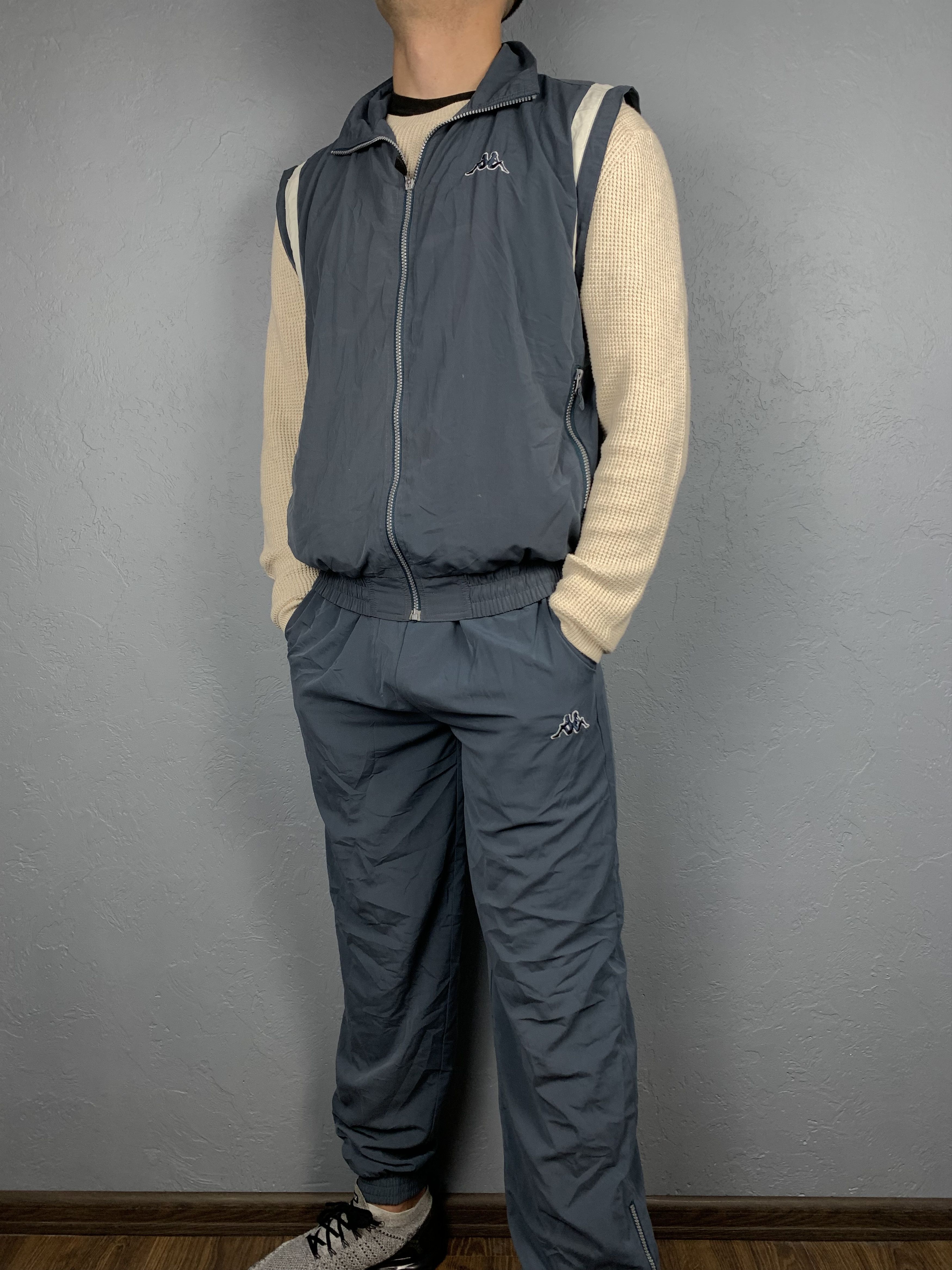 Kappa × Vintage Kappa Vintage Mens Nylon Track Suit Vest + Pants Drill style Size US 32 / EU 48 - 1 Thumbnail
