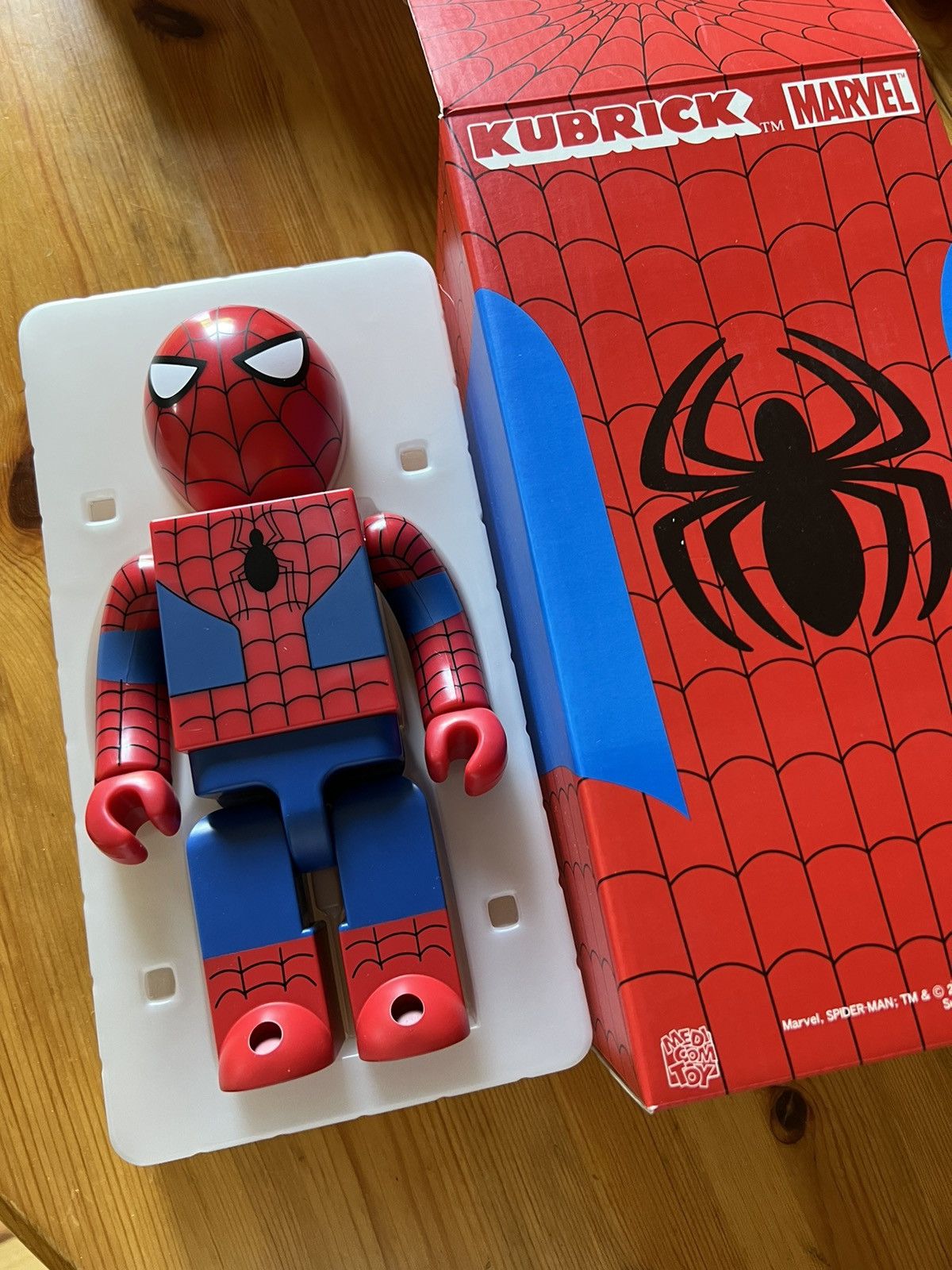image of Marvel Comics x Medicom Bearbrick 2003 Medicom Toy Kubrick ‘Spiderman’ in Red Blue Black, Men's