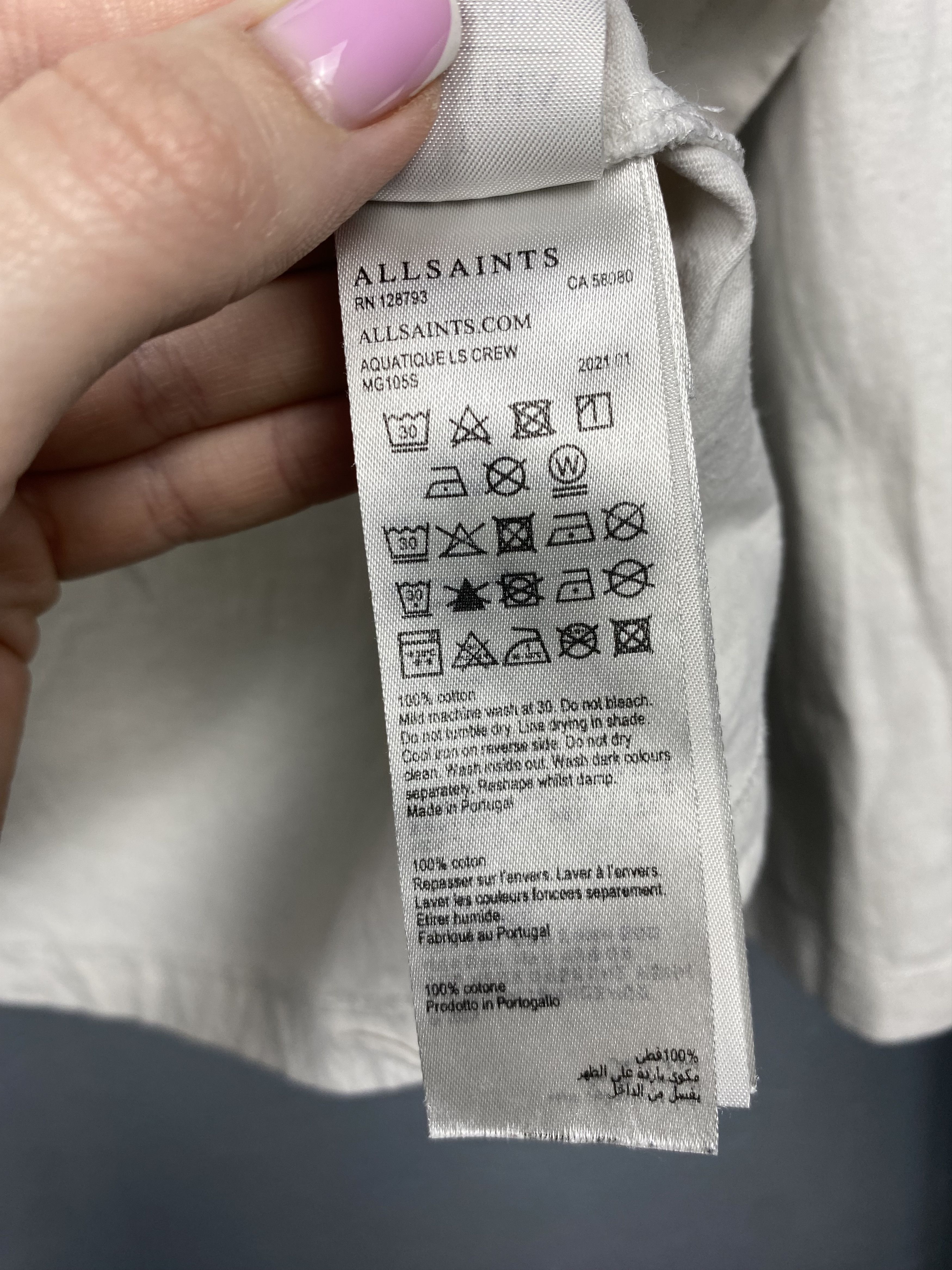 Allsaints Allsaints Mens Aquatique Crew Neck Long Sleeve T-Shirt Size US L / EU 52-54 / 3 - 7 Thumbnail