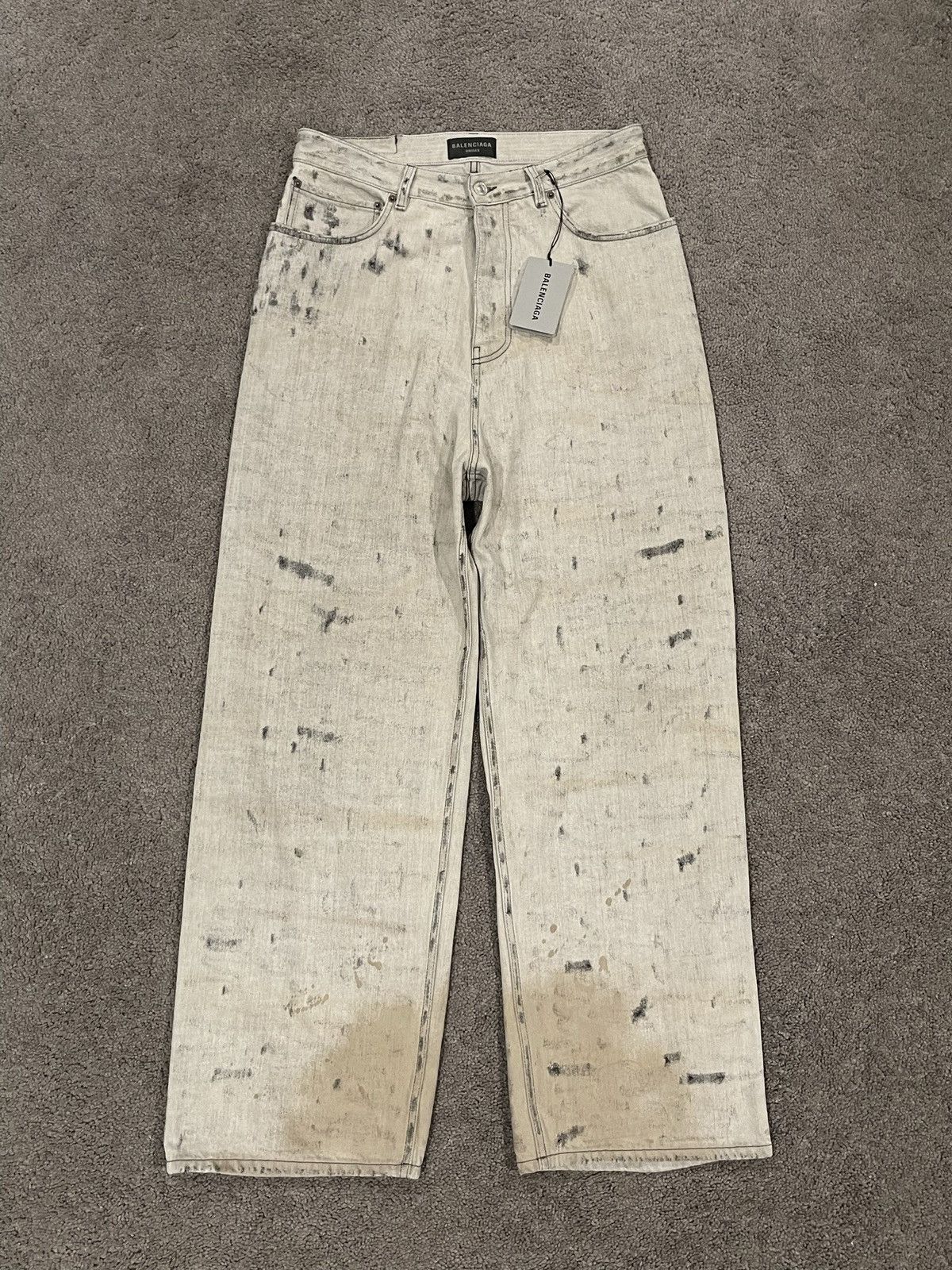 image of Balenciaga 23Ss Super Distressed Jeans in White, Men's (Size 38)