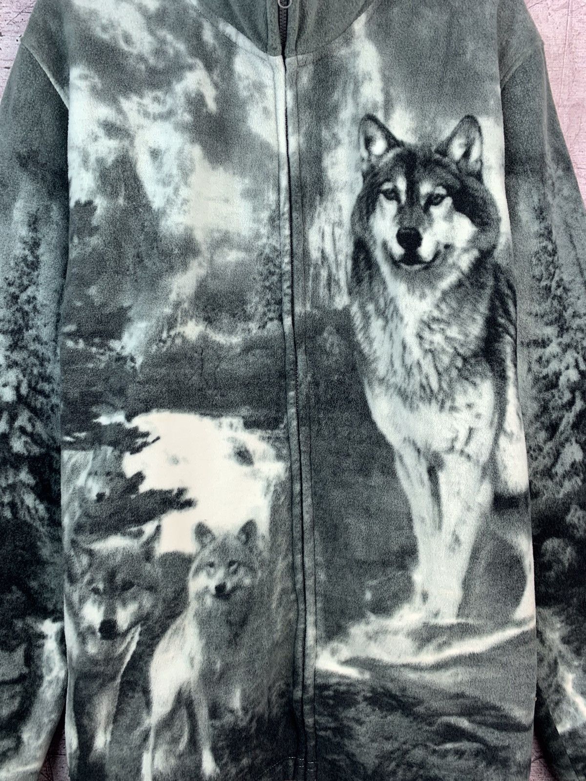 Vintage Vintage Wolves Wolf Animal Fleece Jacket Size US L / EU 52-54 / 3 - 4 Thumbnail