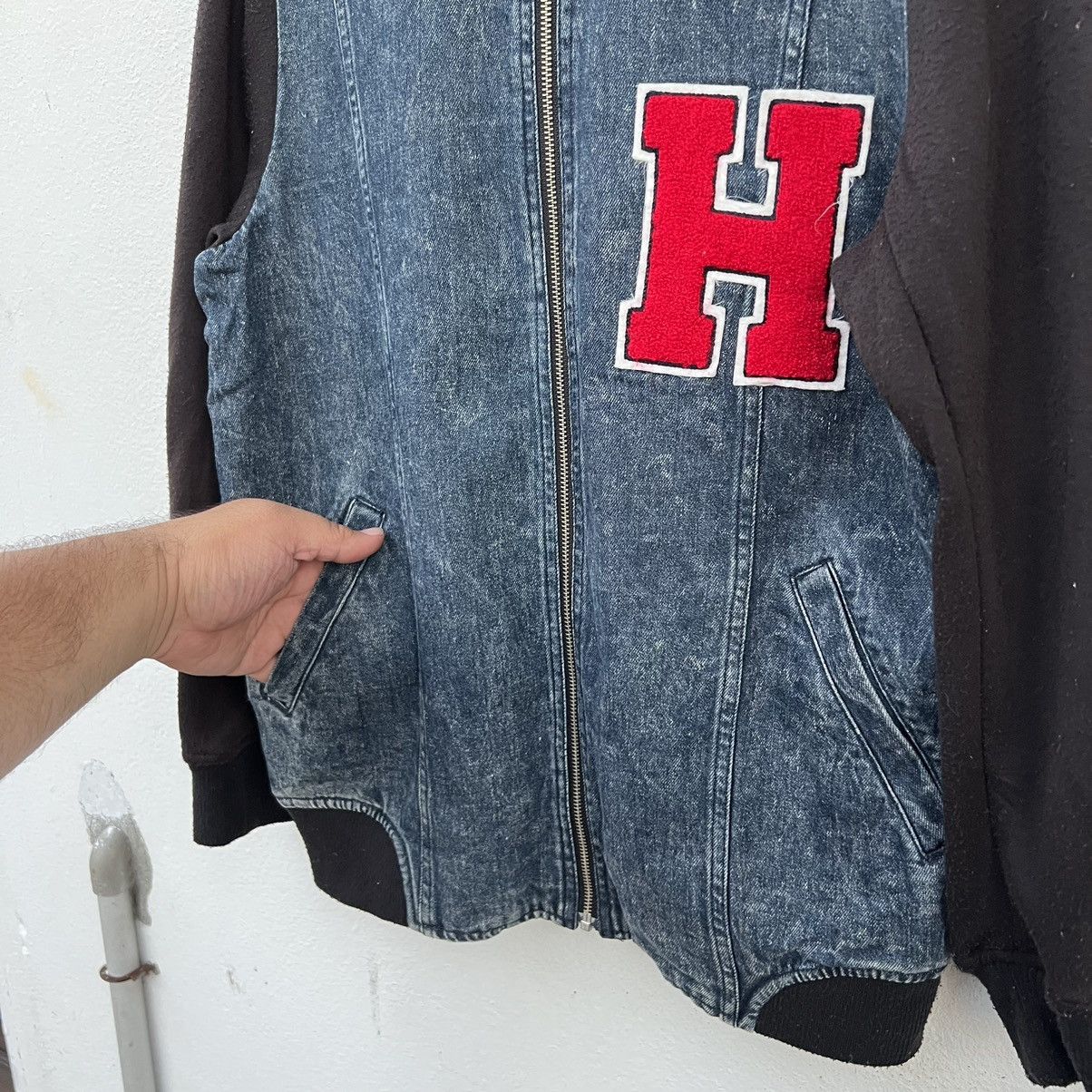 Japanese Brand VARSITY JACKET BROWNY BIG LOGO DENIM MATERIAL Size US M / EU 48-50 / 2 - 6 Thumbnail