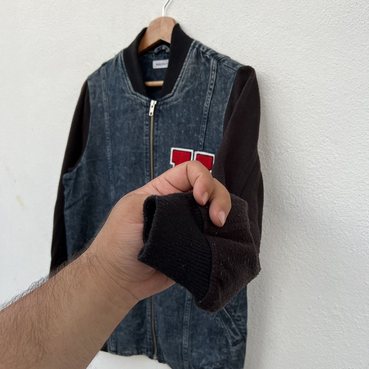 Japanese Brand VARSITY JACKET BROWNY BIG LOGO DENIM MATERIAL Size US M / EU 48-50 / 2 - 5 Thumbnail
