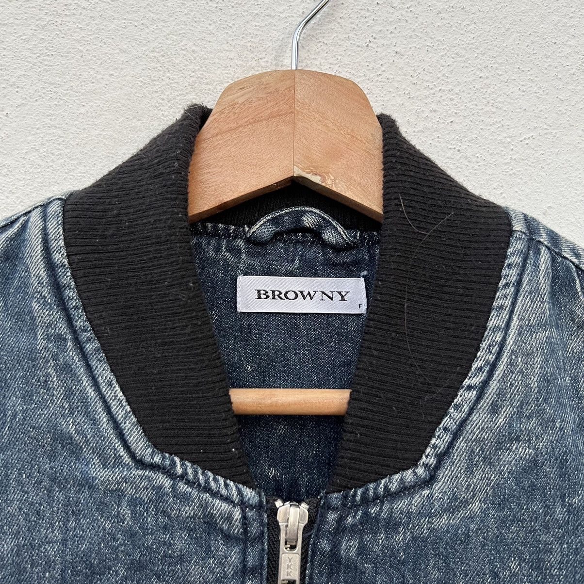 Japanese Brand VARSITY JACKET BROWNY BIG LOGO DENIM MATERIAL Size US M / EU 48-50 / 2 - 4 Thumbnail