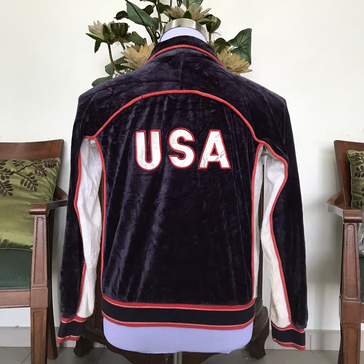 Levi's Vintage 1999 Levis USA Olympics Velour Jacket Size US L / EU 52-54 / 3 - 3 Thumbnail