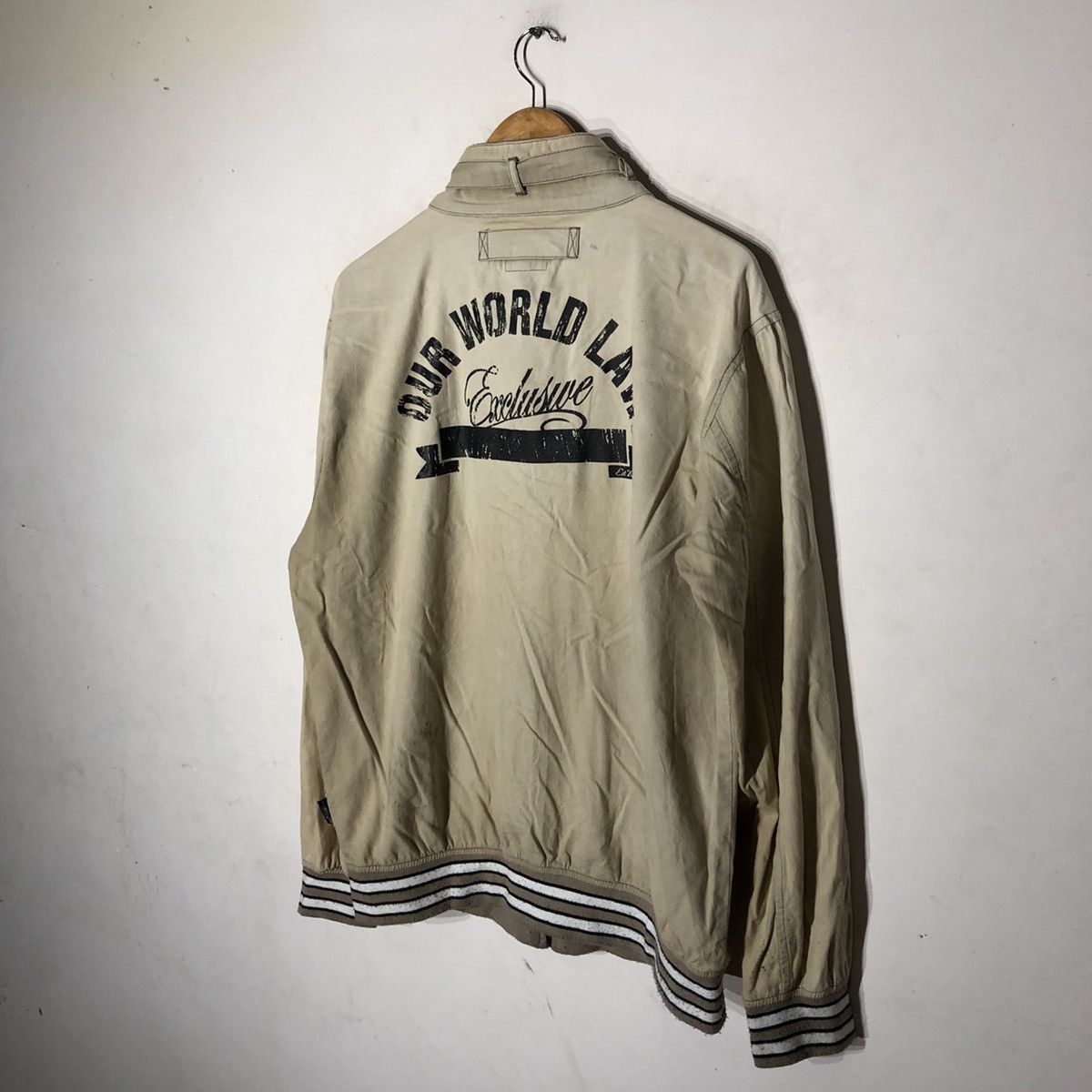 Japanese Brand OUR WORLD LAW LEGACY BIG LOGO VARSITY JACKET Size US L / EU 52-54 / 3 - 9 Thumbnail