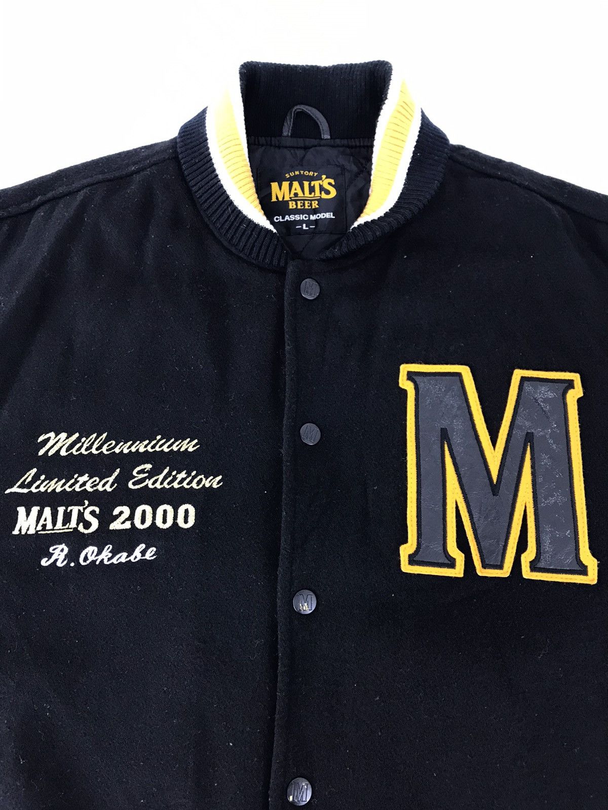 Japanese Brand Varsity Suntory Malts Beer 2000 R.Okabe Leather Sleeve Size US L / EU 52-54 / 3 - 3 Thumbnail