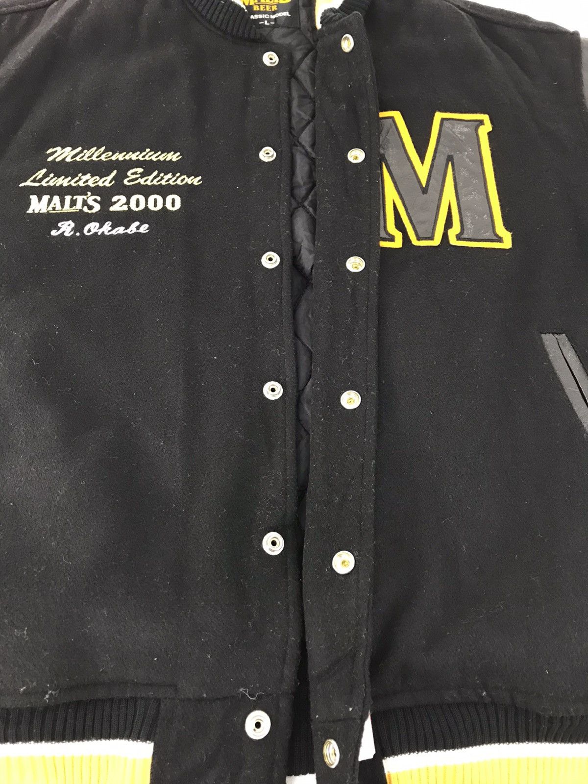 Japanese Brand Varsity Suntory Malts Beer 2000 R.Okabe Leather Sleeve Size US L / EU 52-54 / 3 - 4 Thumbnail