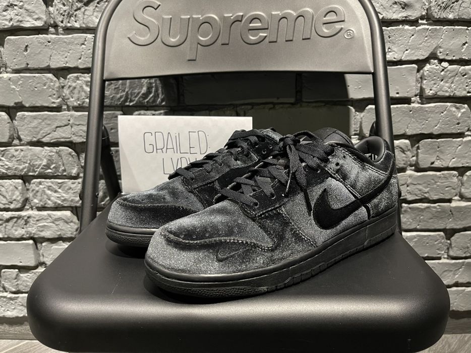 Nike Nike Dunk Low Dover Street Market Triple Black Velvet | Grailed