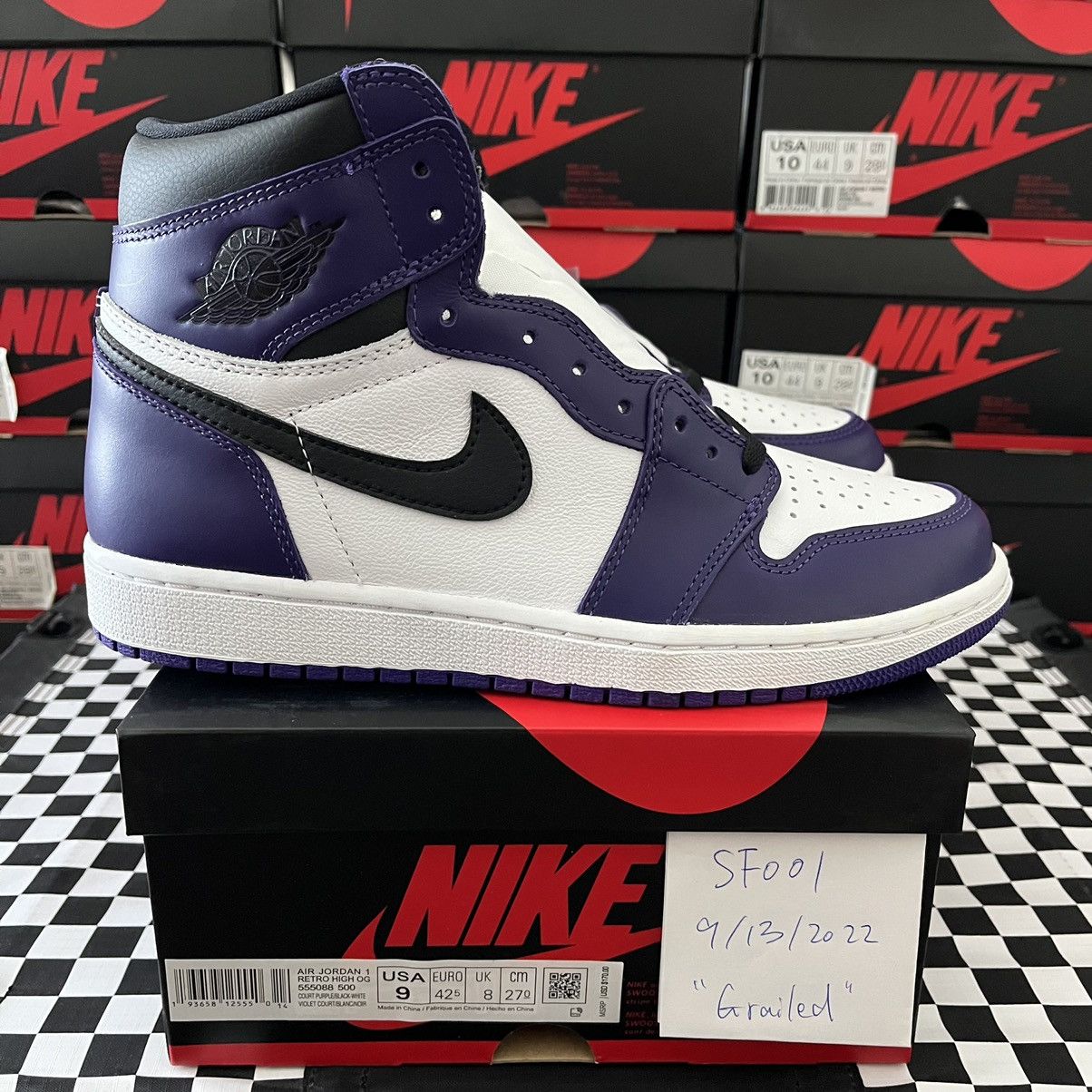 Pre-owned Jordan Brand Air Jordan 1 Retro High Og Court Purple White Size 9 Shoes In Court Purple/white/black