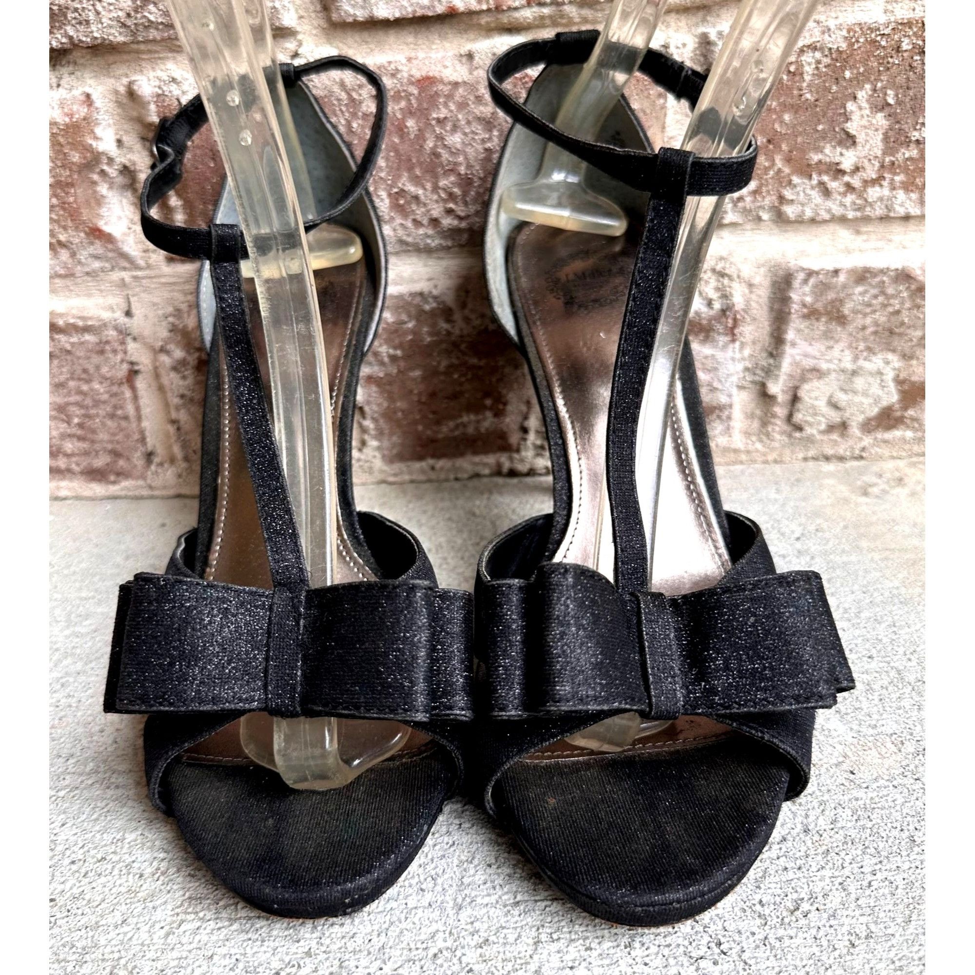 Other I Miller Black Stiletto High Heels 9M Black Bow Ankle Buckle Size US 9 / IT 39 - 1 Thumbnail