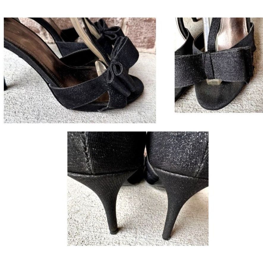 Other I Miller Black Stiletto High Heels 9M Black Bow Ankle Buckle Size US 9 / IT 39 - 8 Thumbnail