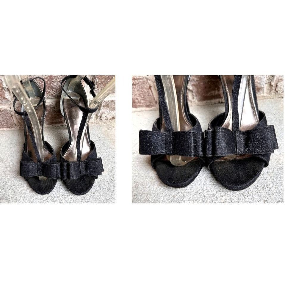 Other I Miller Black Stiletto High Heels 9M Black Bow Ankle Buckle Size US 9 / IT 39 - 2 Thumbnail