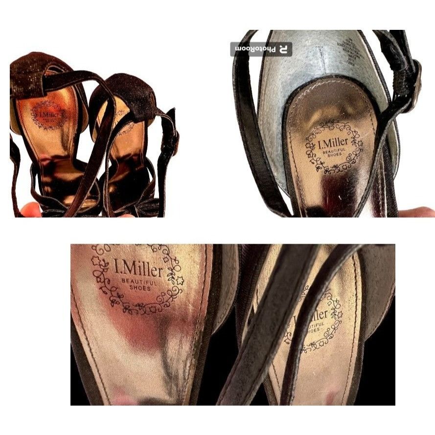 Other I Miller Black Stiletto High Heels 9M Black Bow Ankle Buckle Size US 9 / IT 39 - 9 Thumbnail