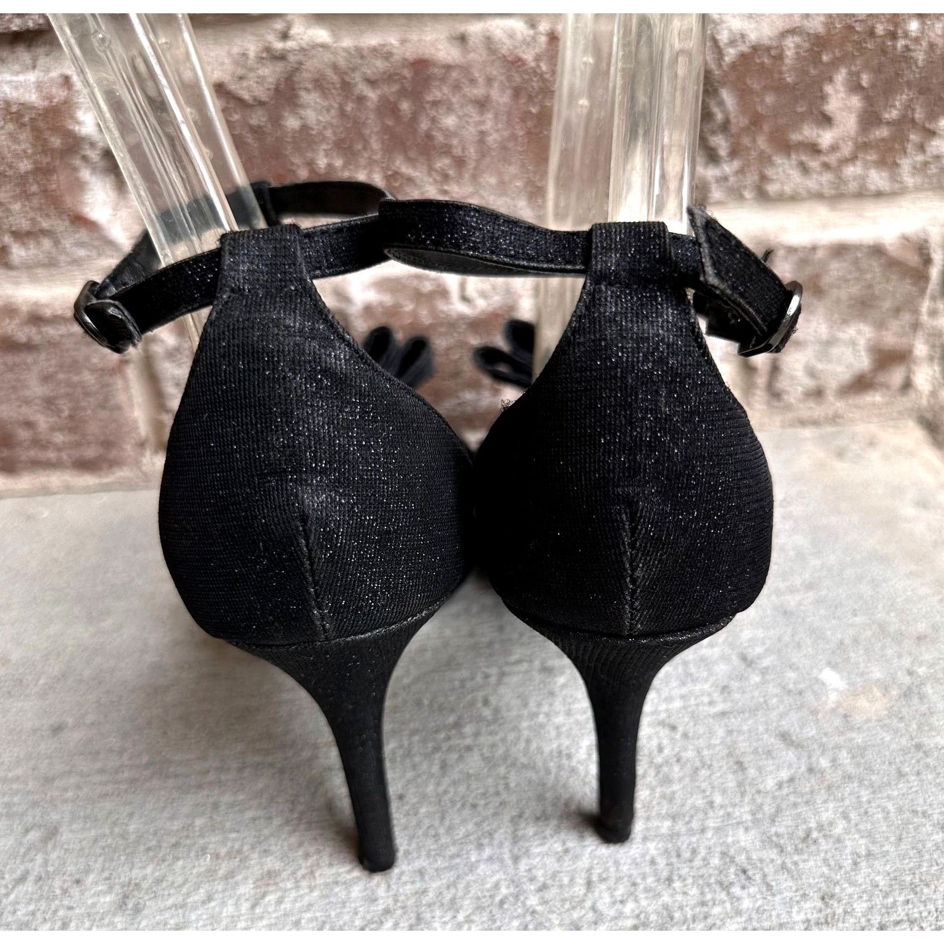 Other I Miller Black Stiletto High Heels 9M Black Bow Ankle Buckle Size US 9 / IT 39 - 6 Thumbnail