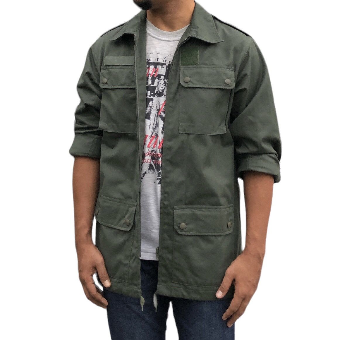 Vintage Rare Issue 1990s France Combat Ultility HBT Jacket Size US L / EU 52-54 / 3 - 4 Thumbnail