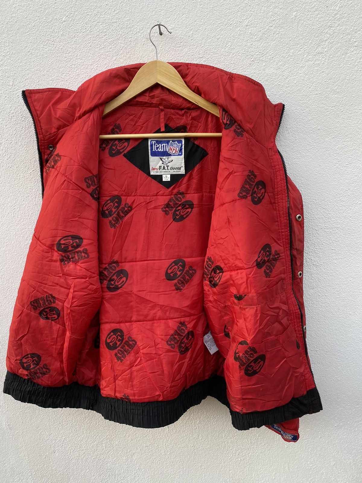NFL × Vintage Vintage San Francisco 49ers NFL satin bomber jacket Size US XL / EU 56 / 4 - 3 Thumbnail