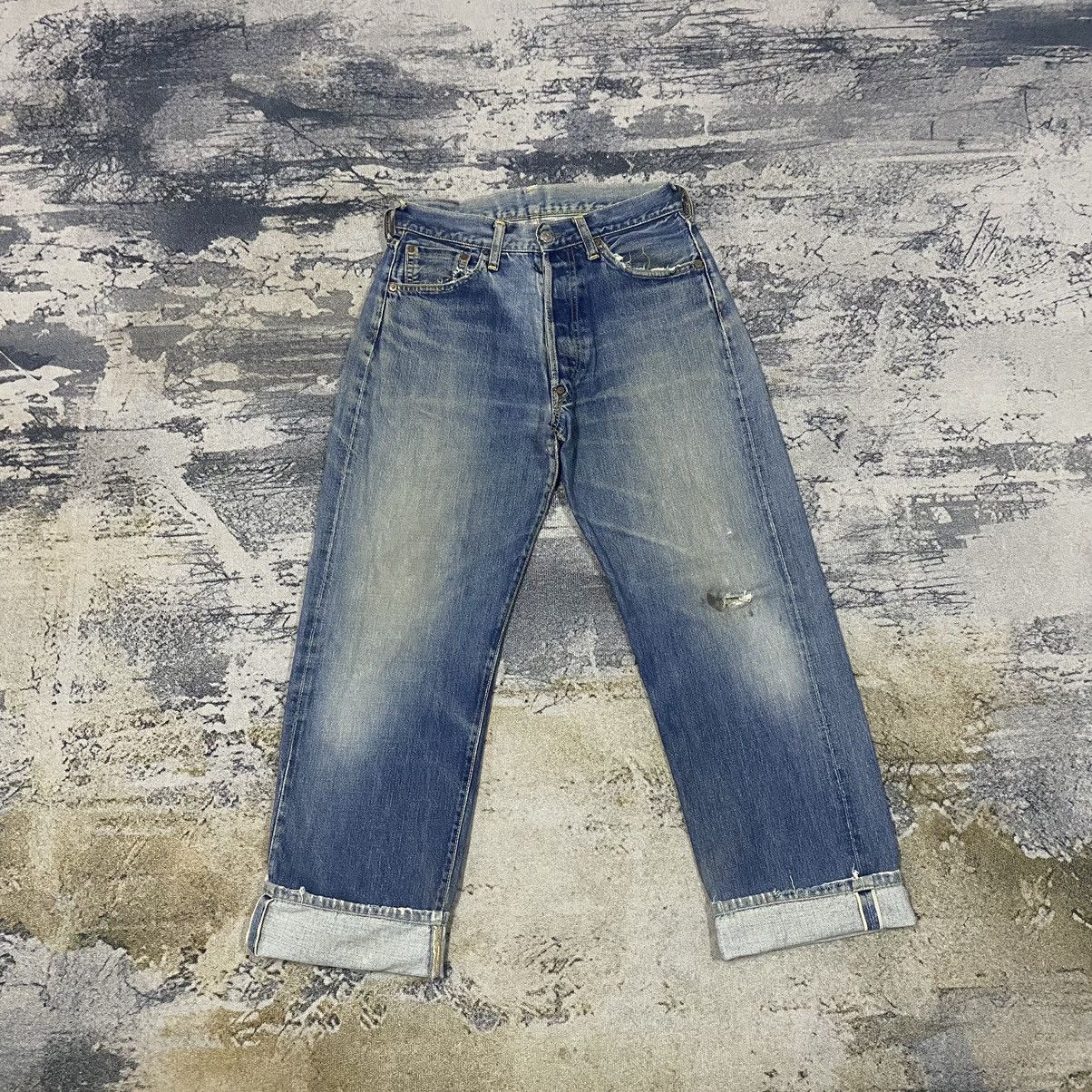 Evisu × Japanese Brand × Vintage Selvedge🔥 Vintage Evisu Selvedge Ripped Distressed Jeans Size US 28 / EU 44 - 1 Thumbnail