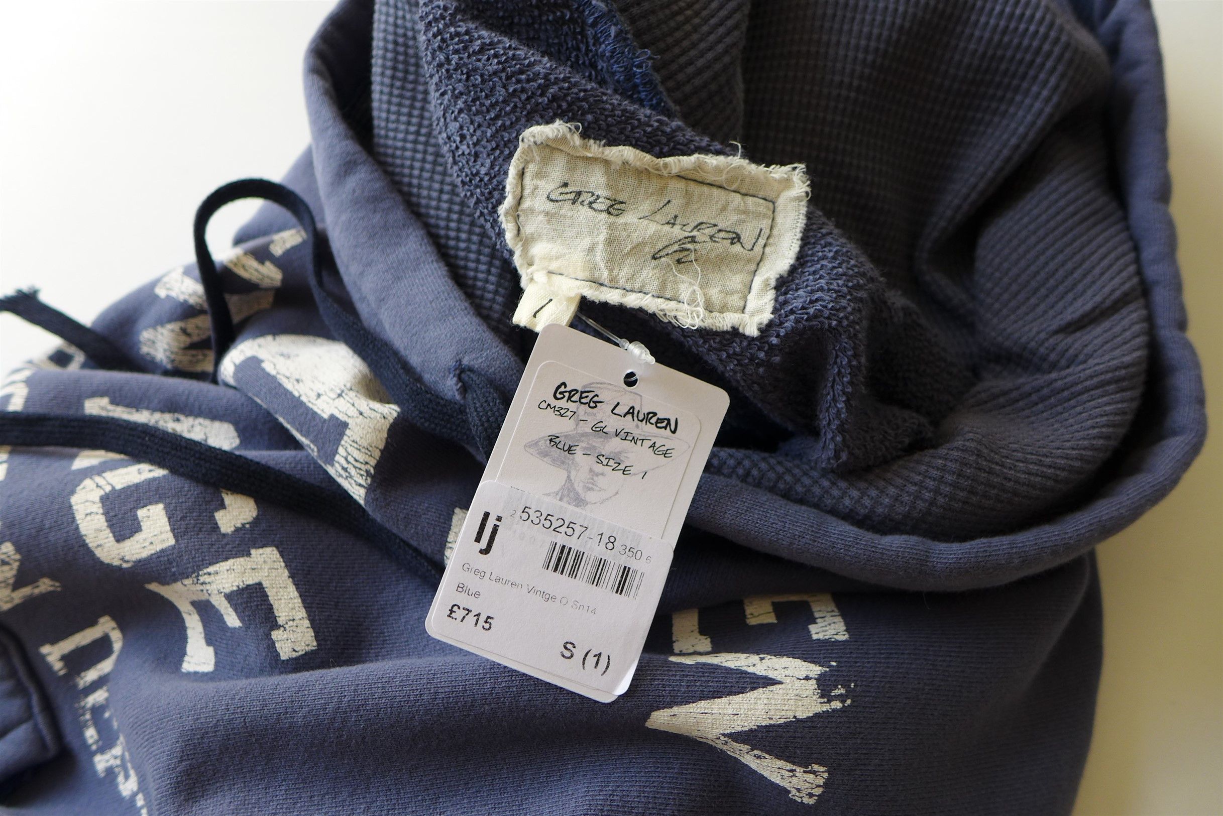 Greg Lauren Greg Lauren GL Vintage Hoodie - Blue Cotton Size US S / EU 44-46 / 1 - 8 Thumbnail