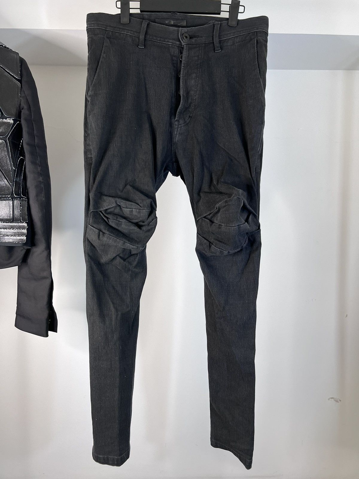 image of Julius_7 Mask Denim Pants in Black, Men's (Size 33)