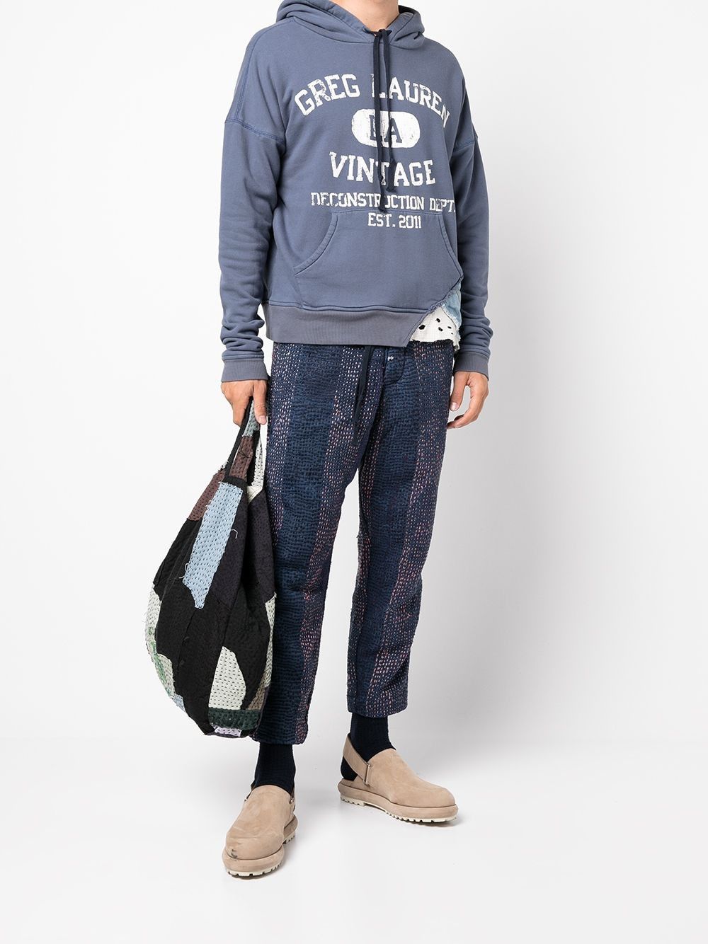 Greg Lauren Greg Lauren GL Vintage Hoodie - Blue Cotton Size US L / EU 52-54 / 3 - 10 Thumbnail