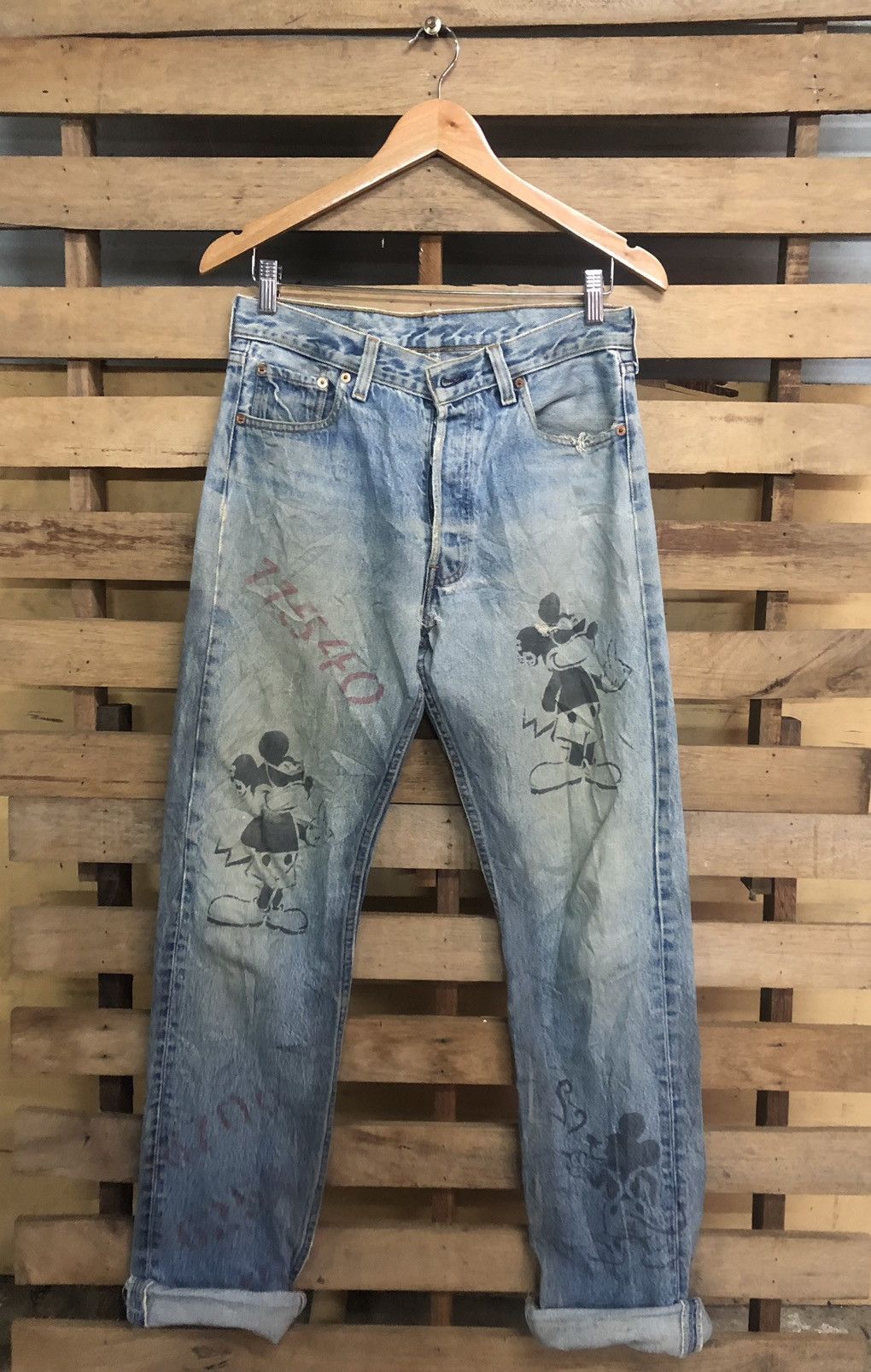 Levi's Rare Limited Edition 1997 Levi’s X Mickey Mouse Distressed Size US 31 - 2 Thumbnail