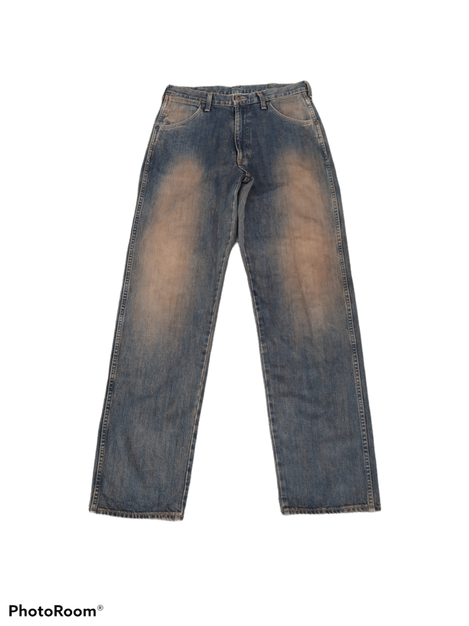 image of Distressed Denim x Rusty Distressed Rusty Wrangler Made In Japan Denim Pants in Blue Distressed Rus