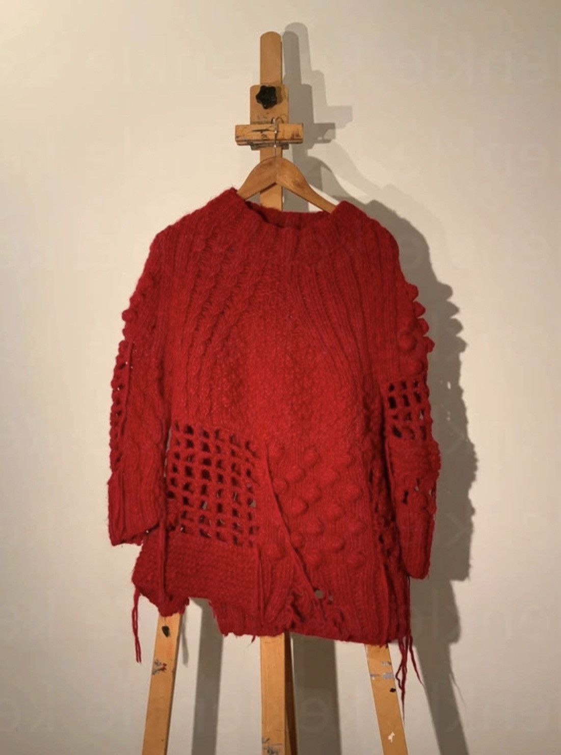 image of Maison Margiela Mm6 3D Knitted Red Sweater, Women's (Size Small)