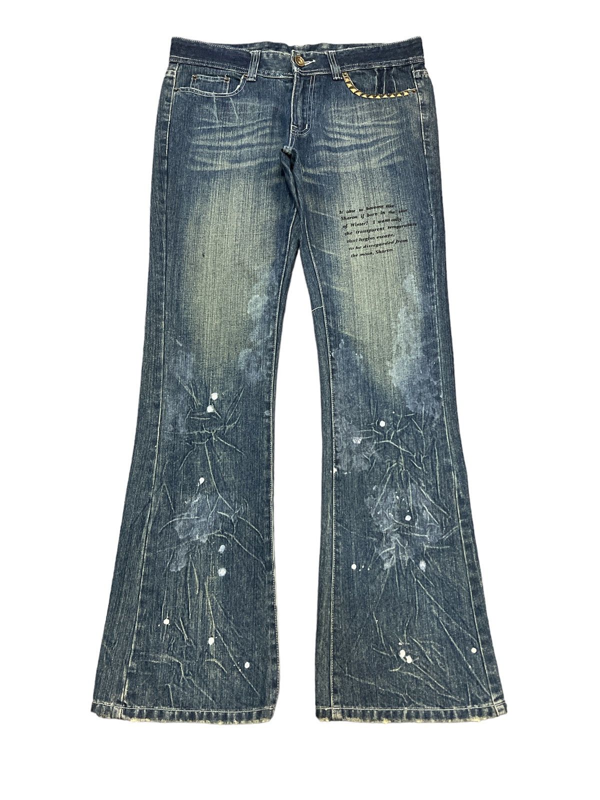 Japanese Brand × Vintage FLARED💥AGATE LABEL STUDED DENIM PANT Size US 34 / EU 50 - 1 Thumbnail