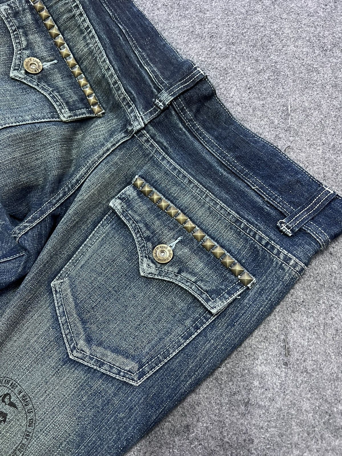 Japanese Brand × Vintage FLARED💥AGATE LABEL STUDED DENIM PANT Size US 34 / EU 50 - 7 Thumbnail