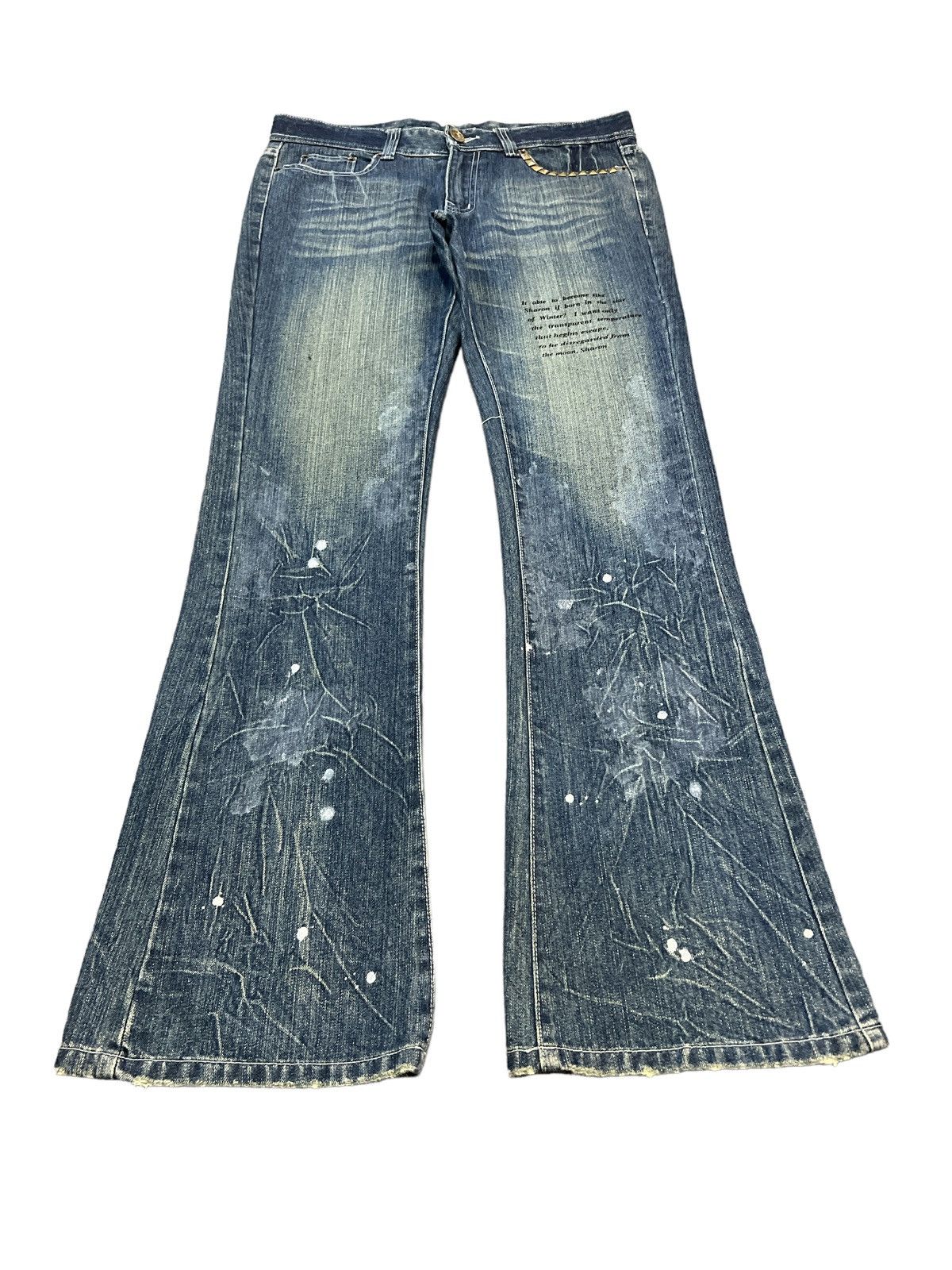 Japanese Brand × Vintage FLARED💥AGATE LABEL STUDED DENIM PANT Size US 34 / EU 50 - 2 Thumbnail