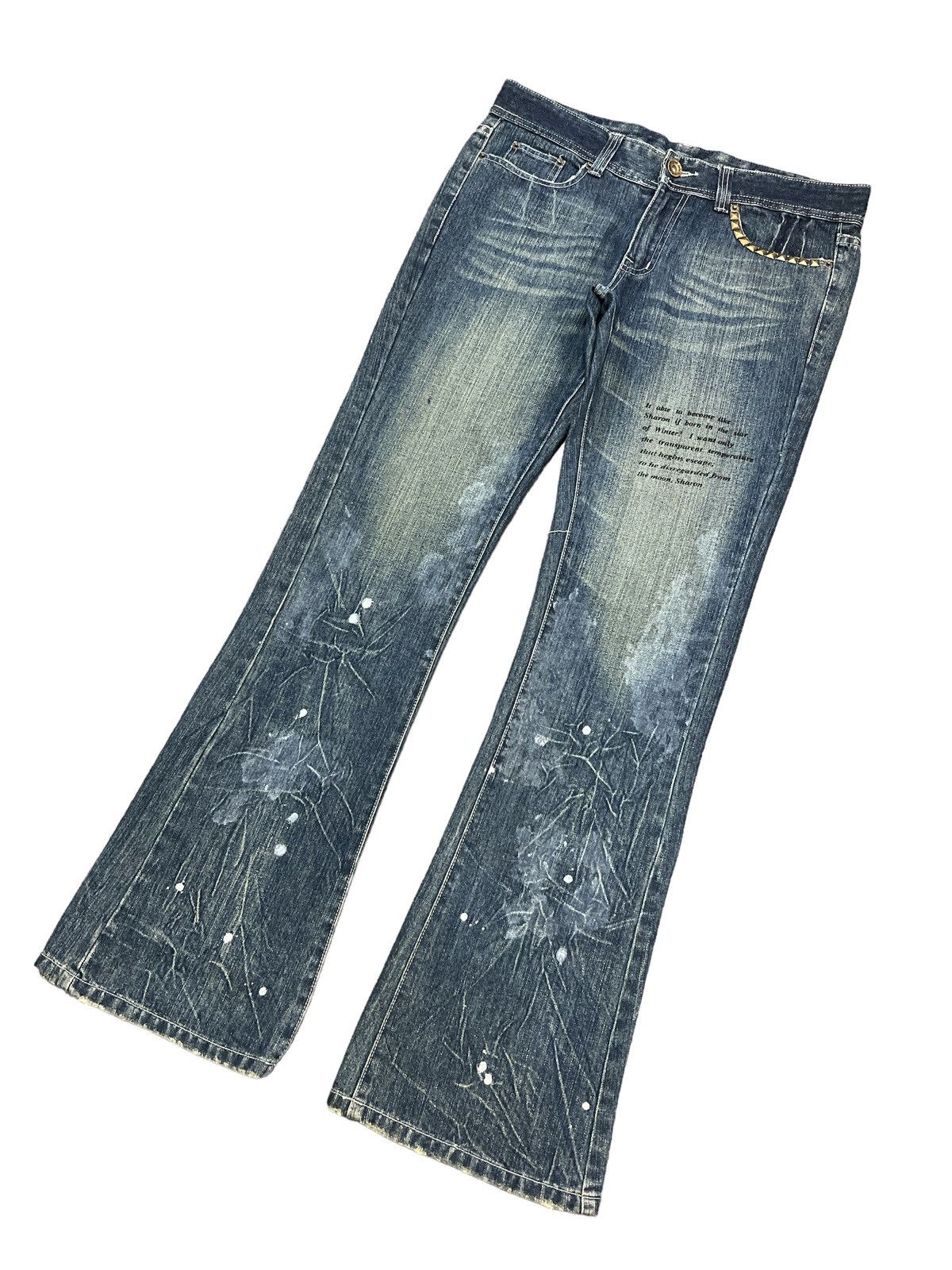 Japanese Brand × Vintage FLARED💥AGATE LABEL STUDED DENIM PANT Size US 34 / EU 50 - 5 Thumbnail
