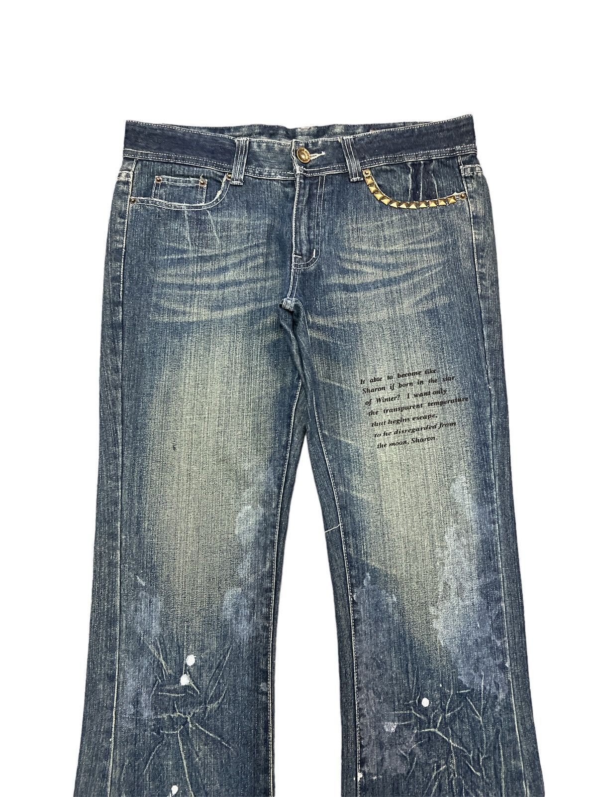 Japanese Brand × Vintage FLARED💥AGATE LABEL STUDED DENIM PANT Size US 34 / EU 50 - 3 Thumbnail