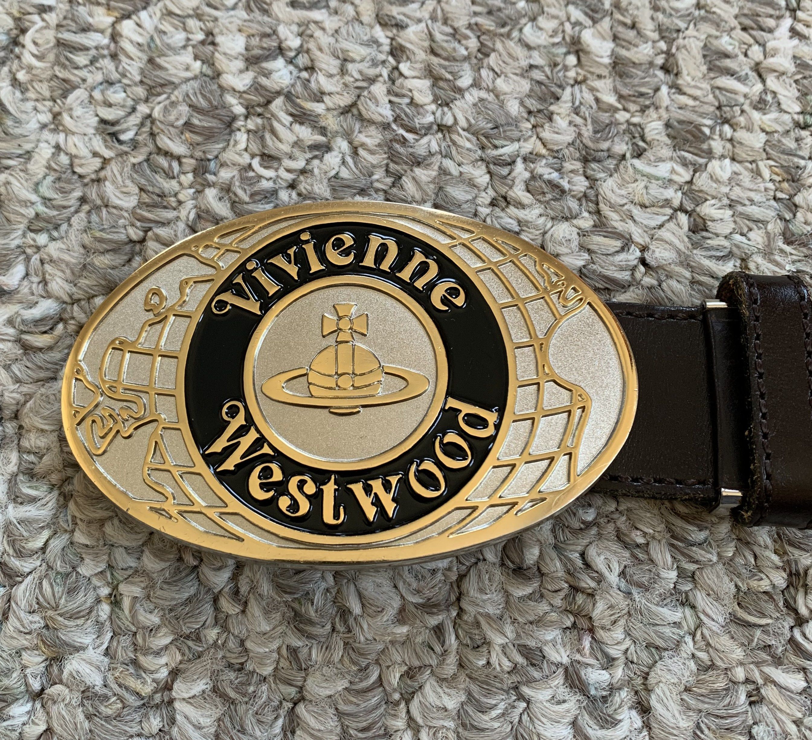 Vivienne Westwood Vivienne Westwood Spellout Orb Logo Leather Belt Size 28 - 2 Thumbnail