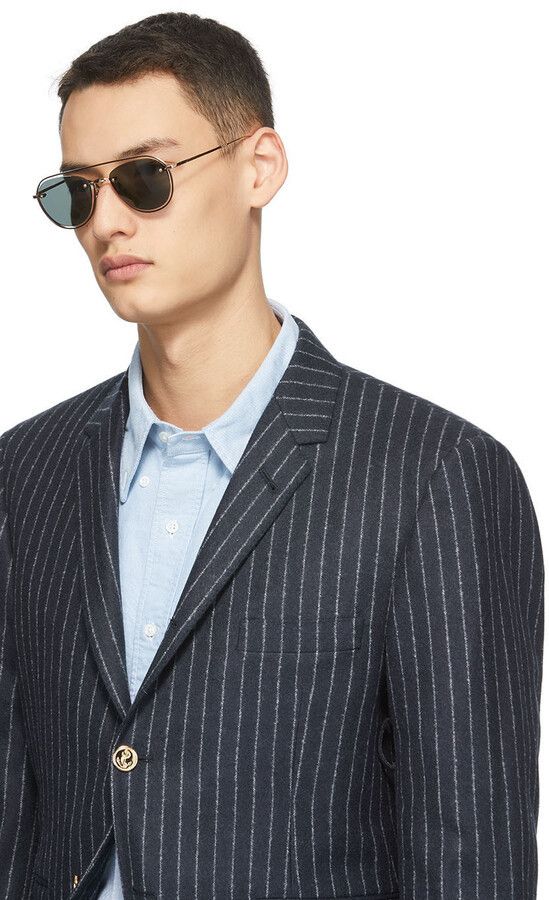 Thom Browne Thom Browne TBS112 Aviator Sunglasses - Black Iron. Size ONE SIZE - 19 Thumbnail