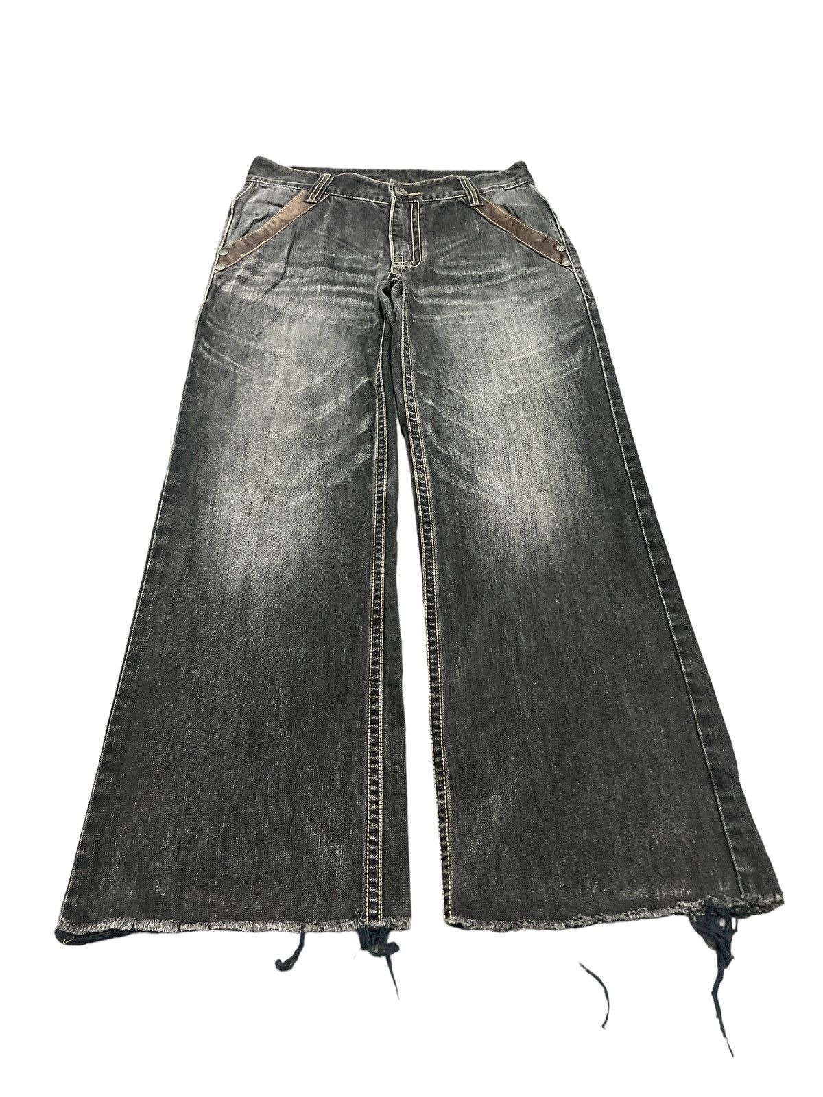Japanese Brand BAGGY💥 GNJ BRAND BLACK FADED DISTRESSED DENIM PANT Size US 30 / EU 46 - 2 Thumbnail