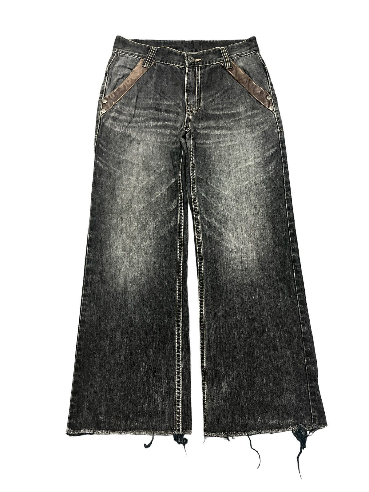 Japanese Brand BAGGY💥 GNJ BRAND BLACK FADED DISTRESSED DENIM PANT Size US 30 / EU 46 - 1 Thumbnail