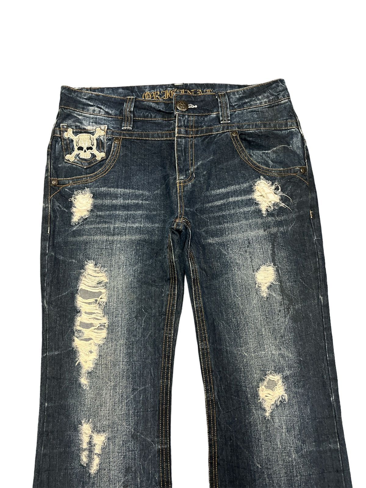 Japanese Brand × Vintage FLARED💥THRASHED DISTRESSED DENIM PANT Size US 34 / EU 50 - 3 Thumbnail